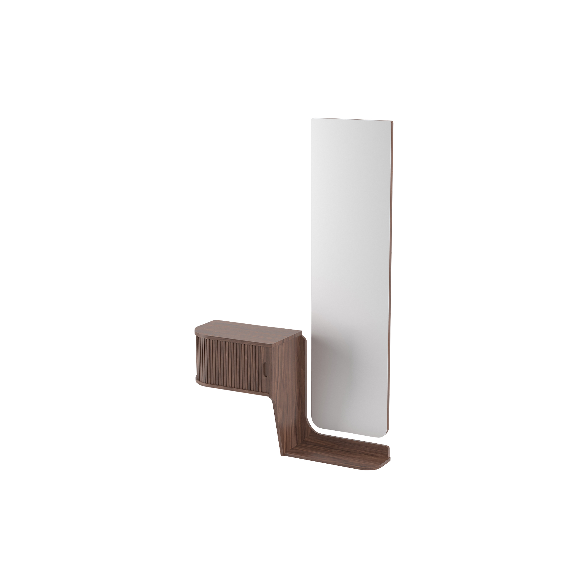 Bernh. Pedersen & Søn - BPS127 Hallway Mirror & Wall Unit, oiled walnut, Hallway No. 127 - H: 140 x L: 92 x B: 28 cm.