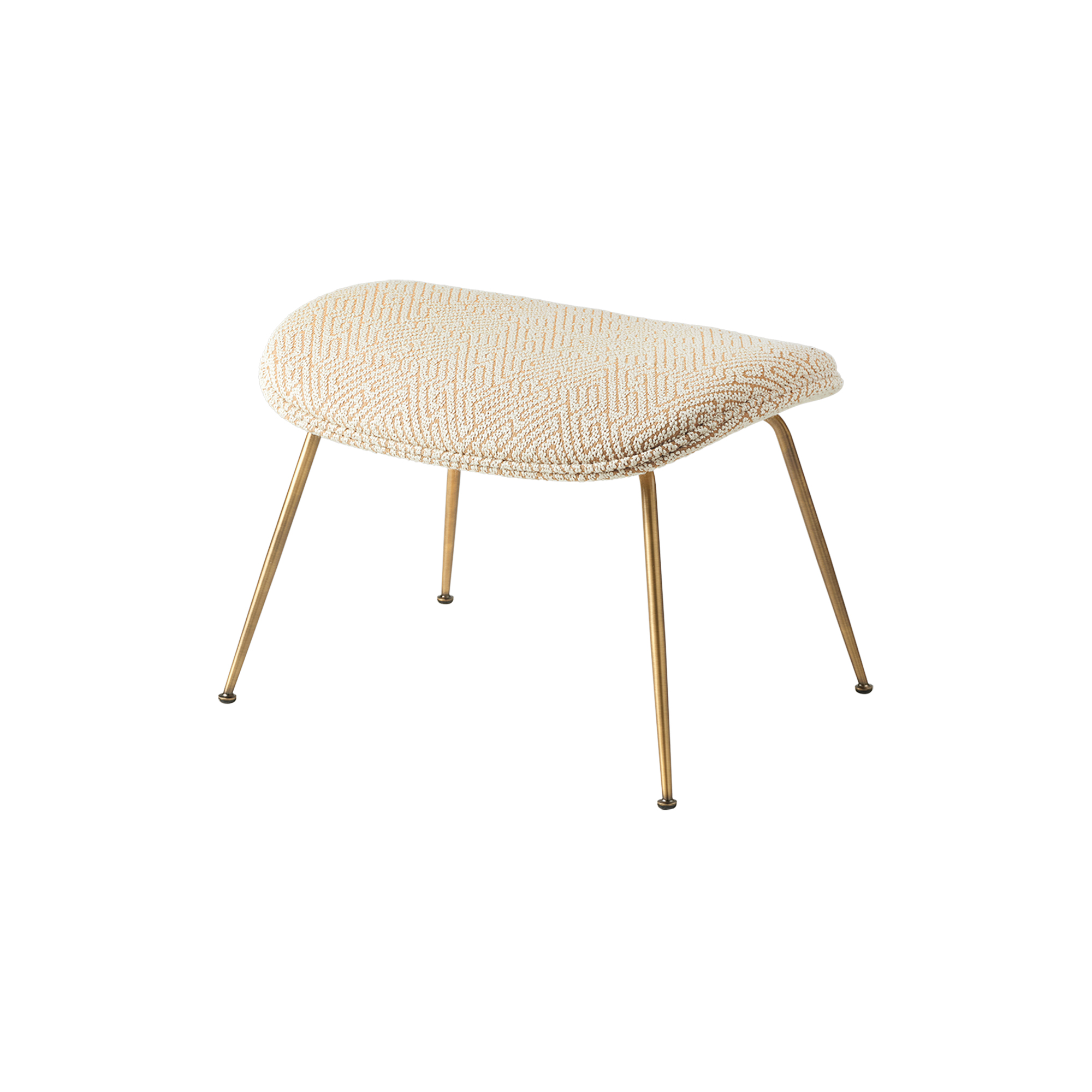 GUBI - Beetle Ottoman Fully Upholstered, Dora Boucle 0002/antique brass - H: 40 x B: 60 x D: 45 cm.