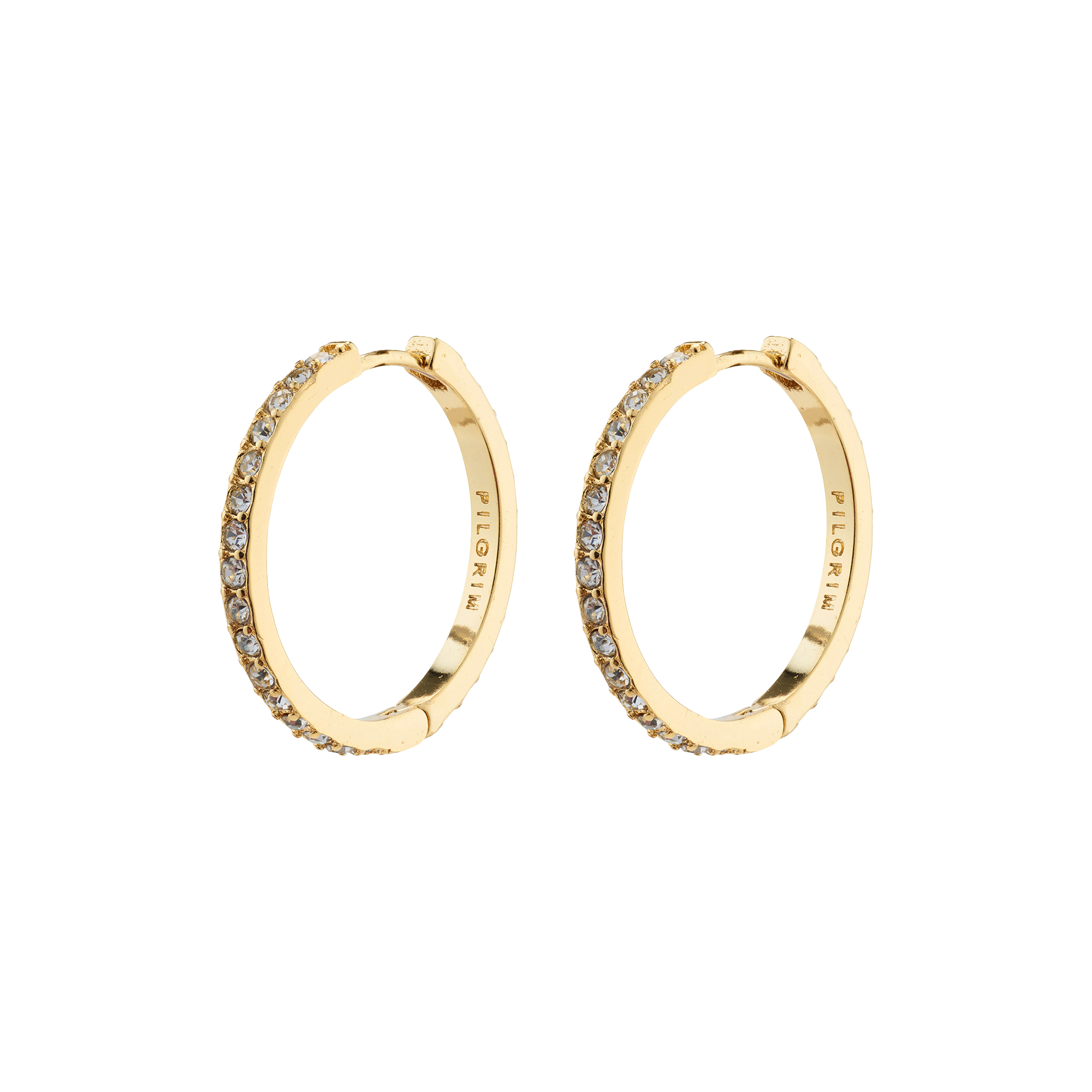 Pilgrim - EBNA store krystal hoops, guldbelagt