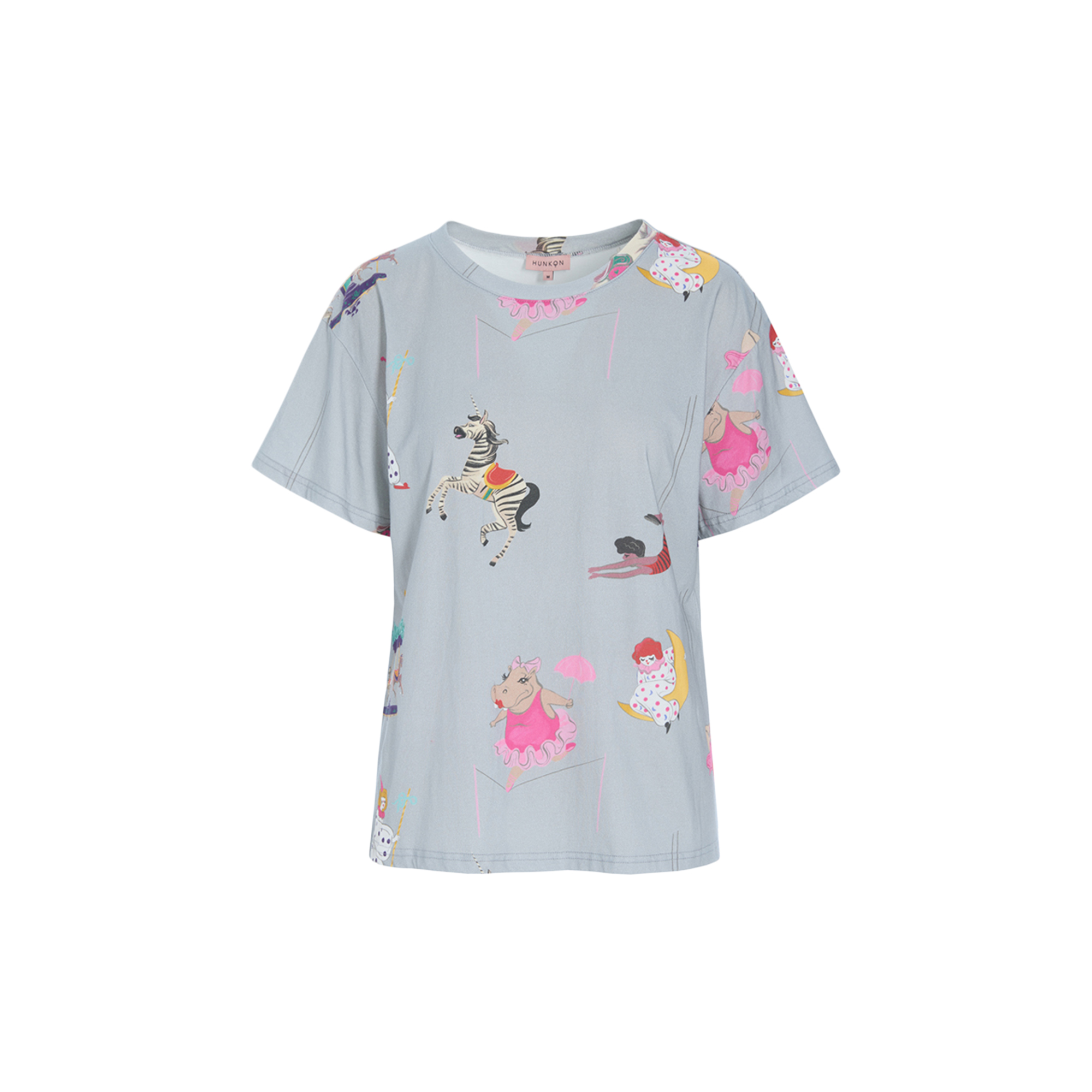 HUNKØN - Mirage T-shirt, grey showstopper art print - Str. L