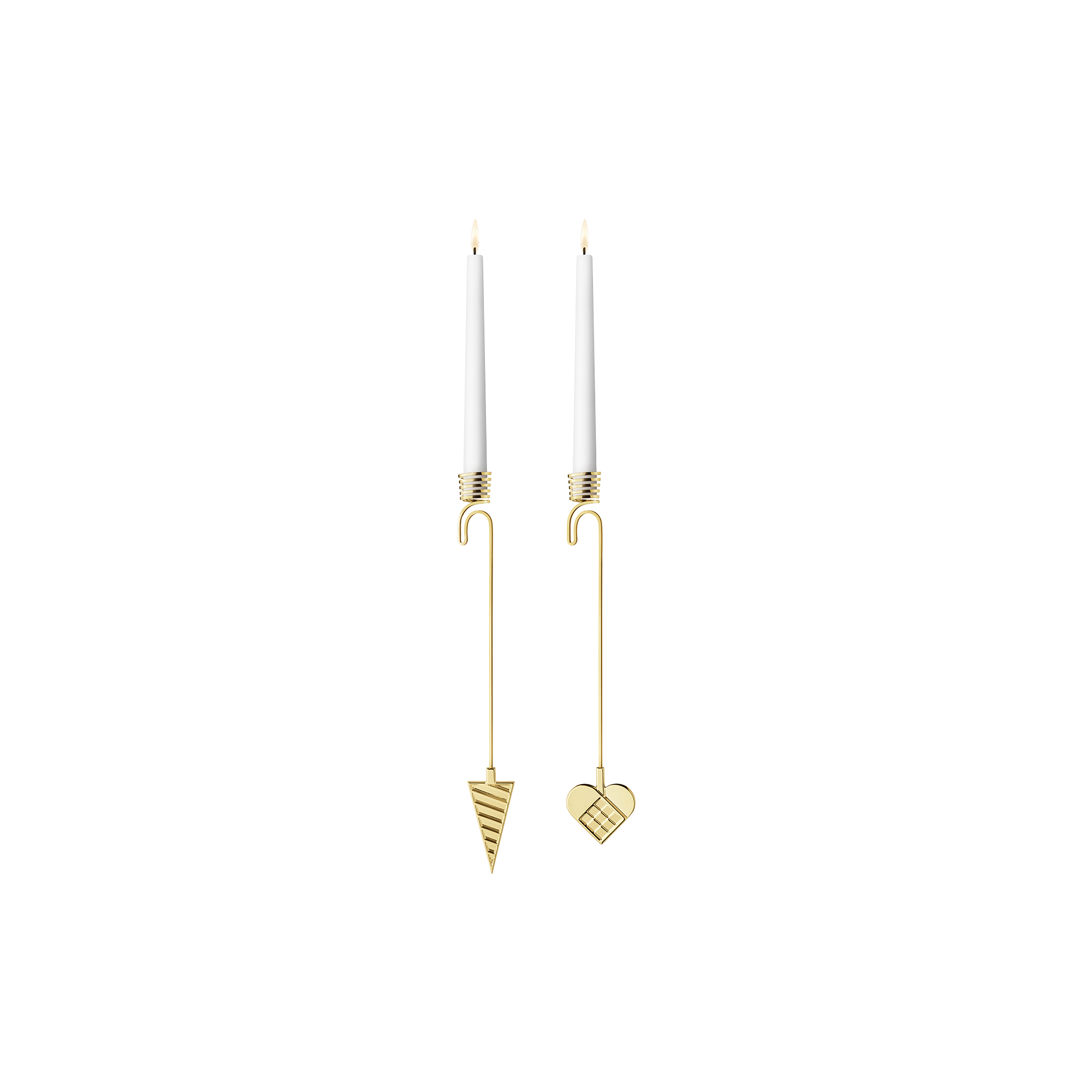 Georg Jensen - 2025 Lysholder Sæt Hjerte & Kræmmerhus, guld, Christmas Collectibles