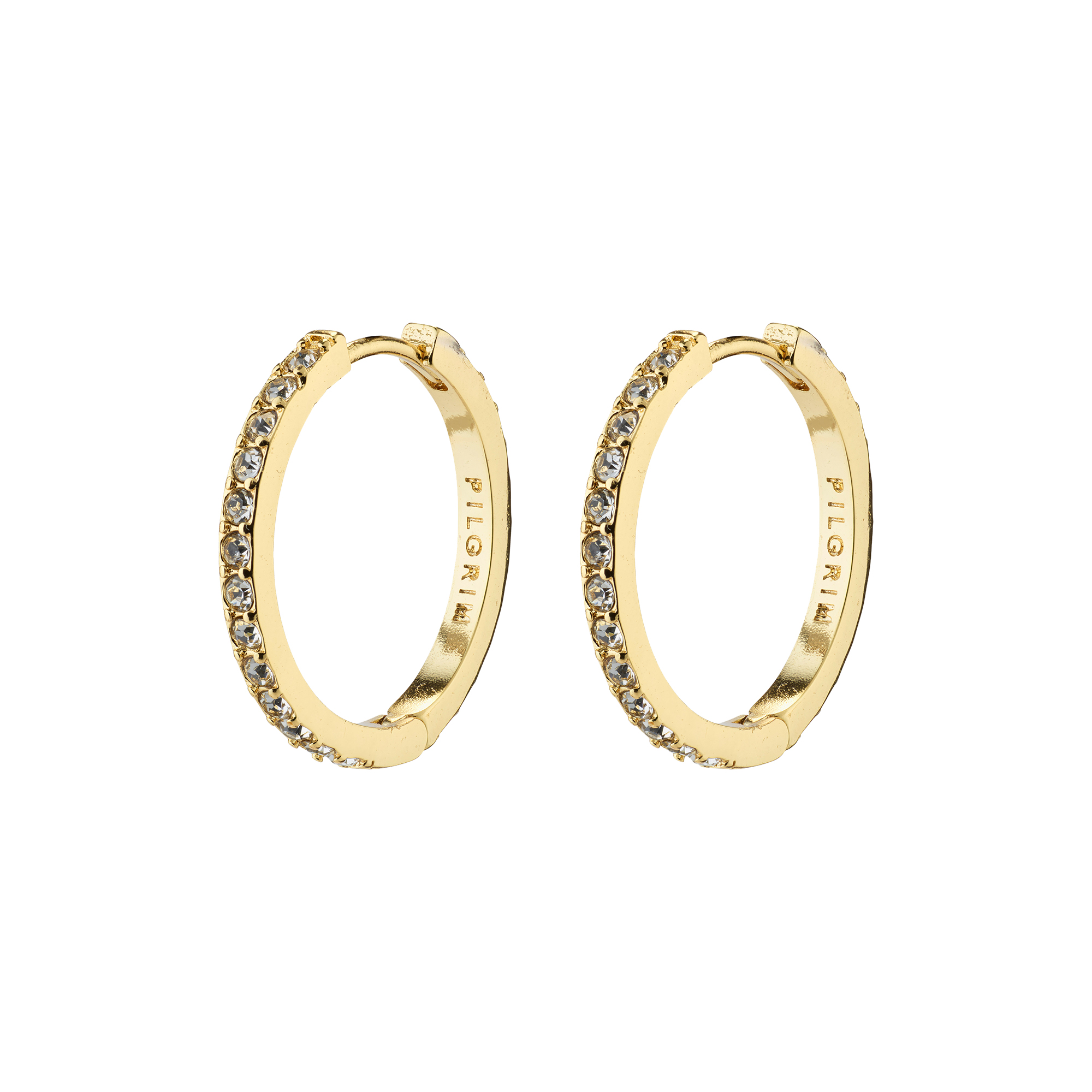 Pilgrim - EBNA medium krystal hoops, guldbelagt