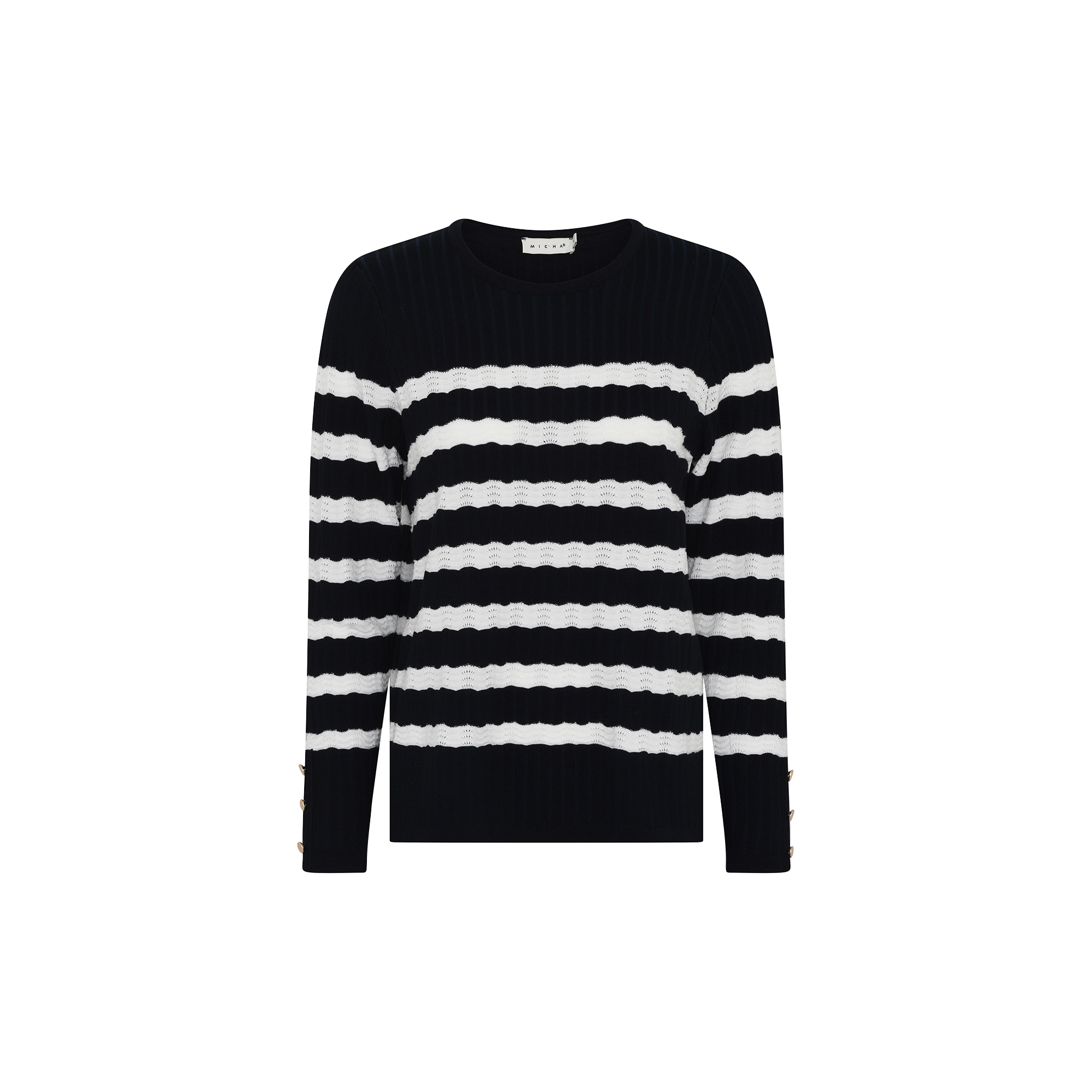 Micha - BBJumper BBEcoveroAutStripeK, navy/ofwhi - Str. L