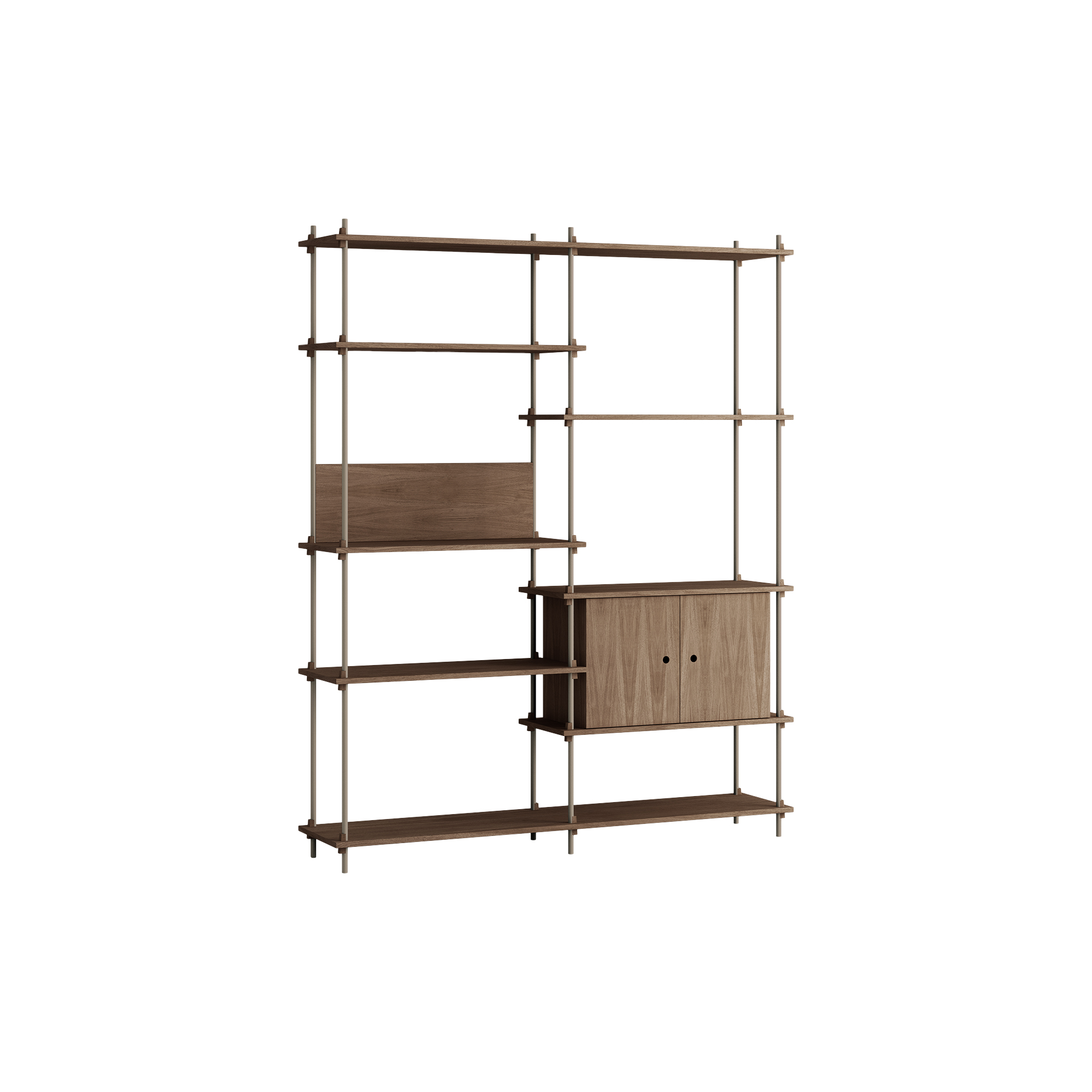MOEBE - Shelving Tall Cabinet, smoked oak/warm grey