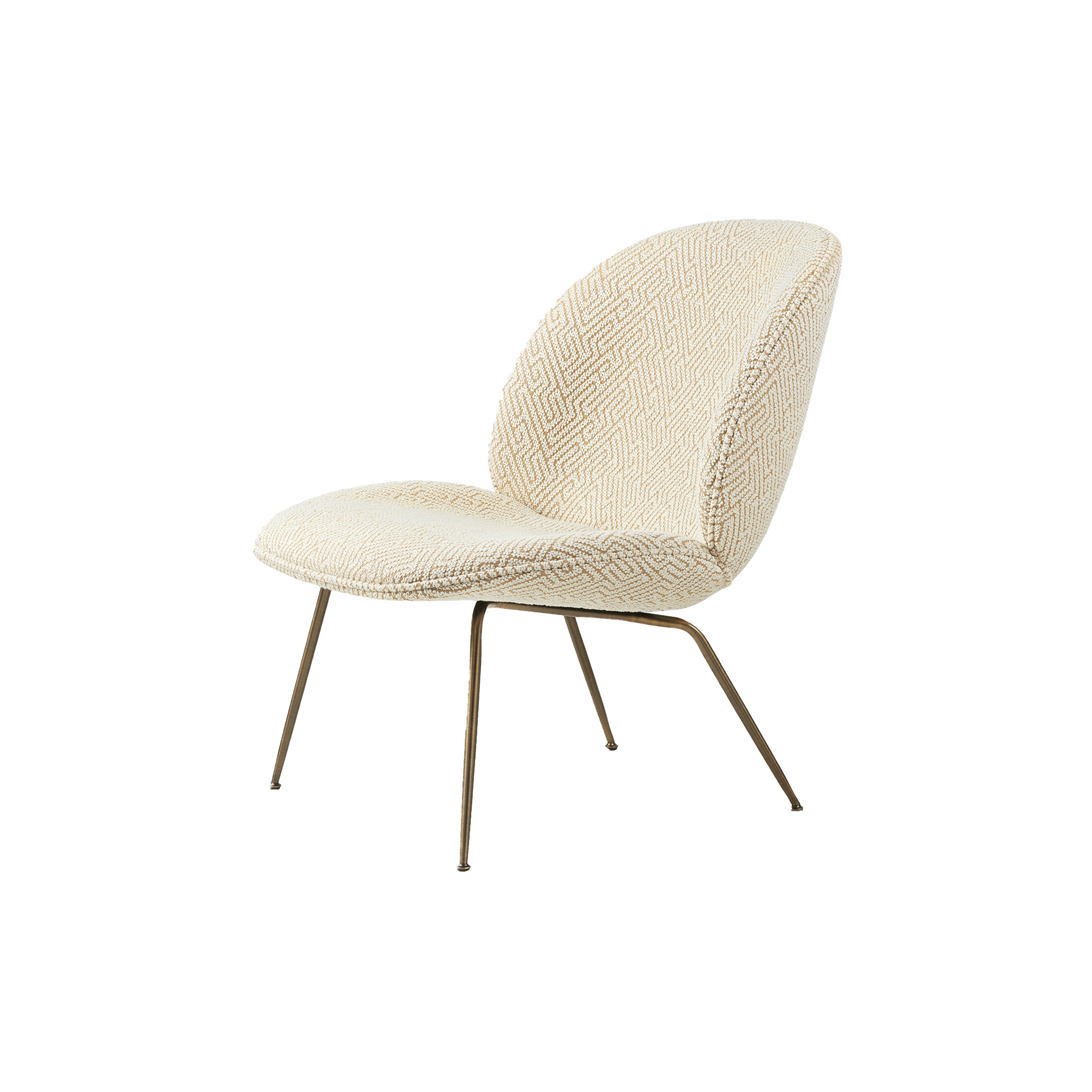 GUBI - Beetle Lounge Chair Fully Upholstered, Dora Boucle 0002/antique brass - H: 78 x B: 62 x D: 76 cm.