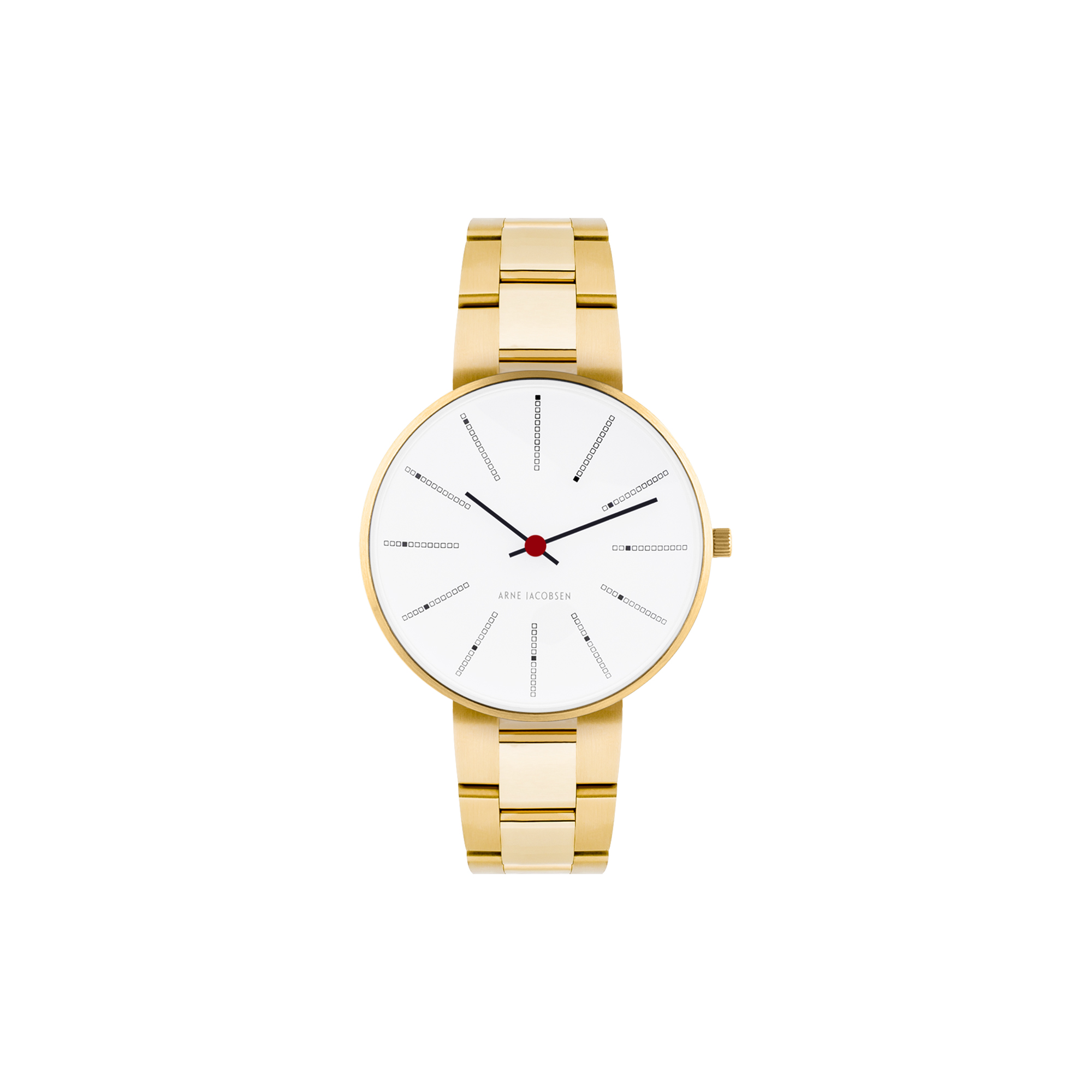 Arne Jacobsen Watches - Bankers armbåndsur, white/gold/gold - 34mm