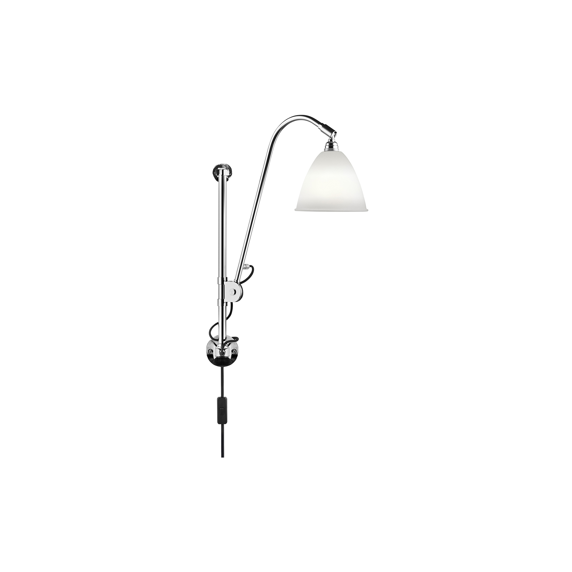 GUBI - Bestlite BL5 Wall Lamp, bone china/chrome - H: 54-87 x Ø 16 cm.