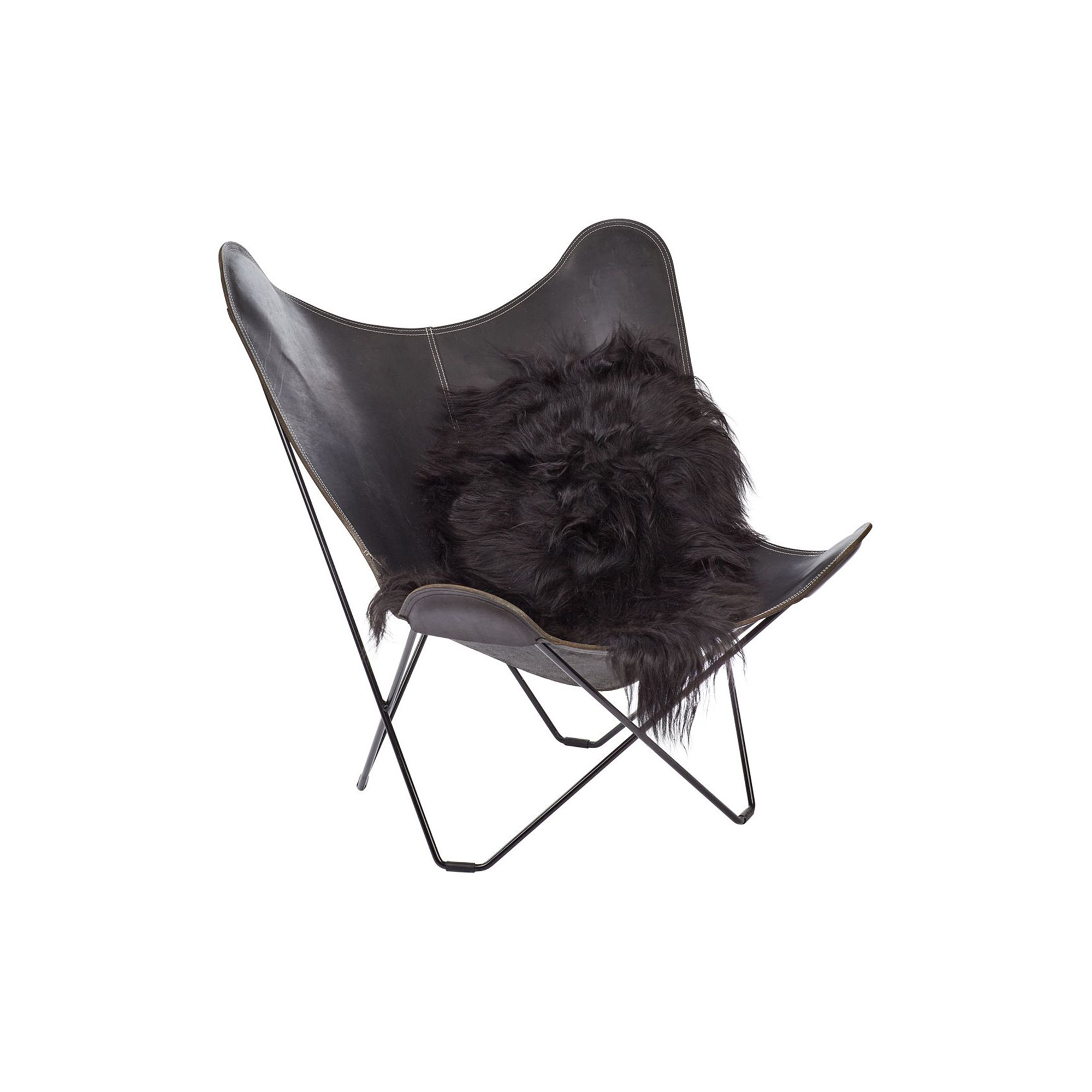 NATURES Collection - Islandsk langhåret lammeskind, black - 90x60 cm.