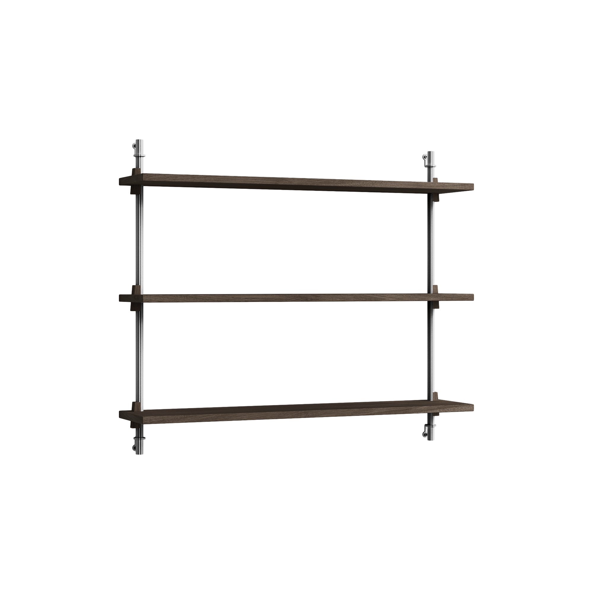 MOEBE - Wall Shelving Small, smoked oak/stainless steel