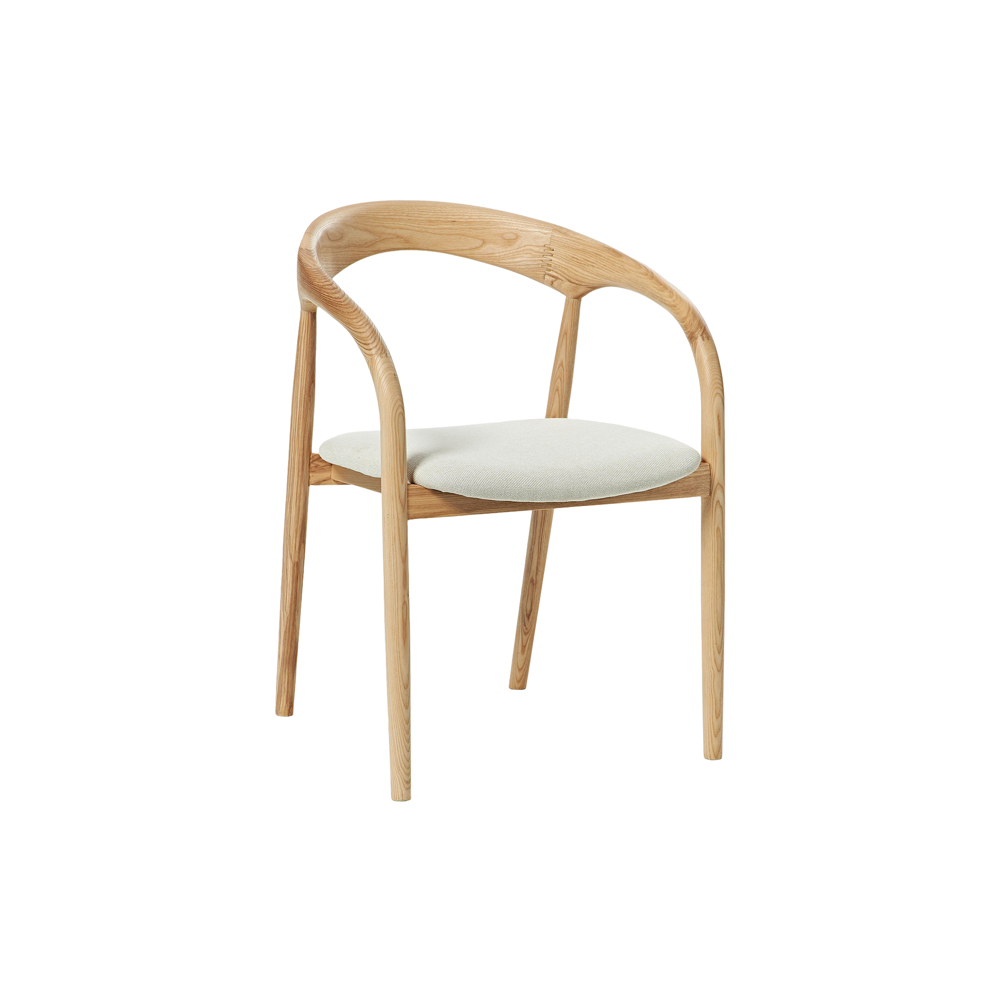 Westwing Collection - Camille Dining Table with Seat Cushion, off white/light ash