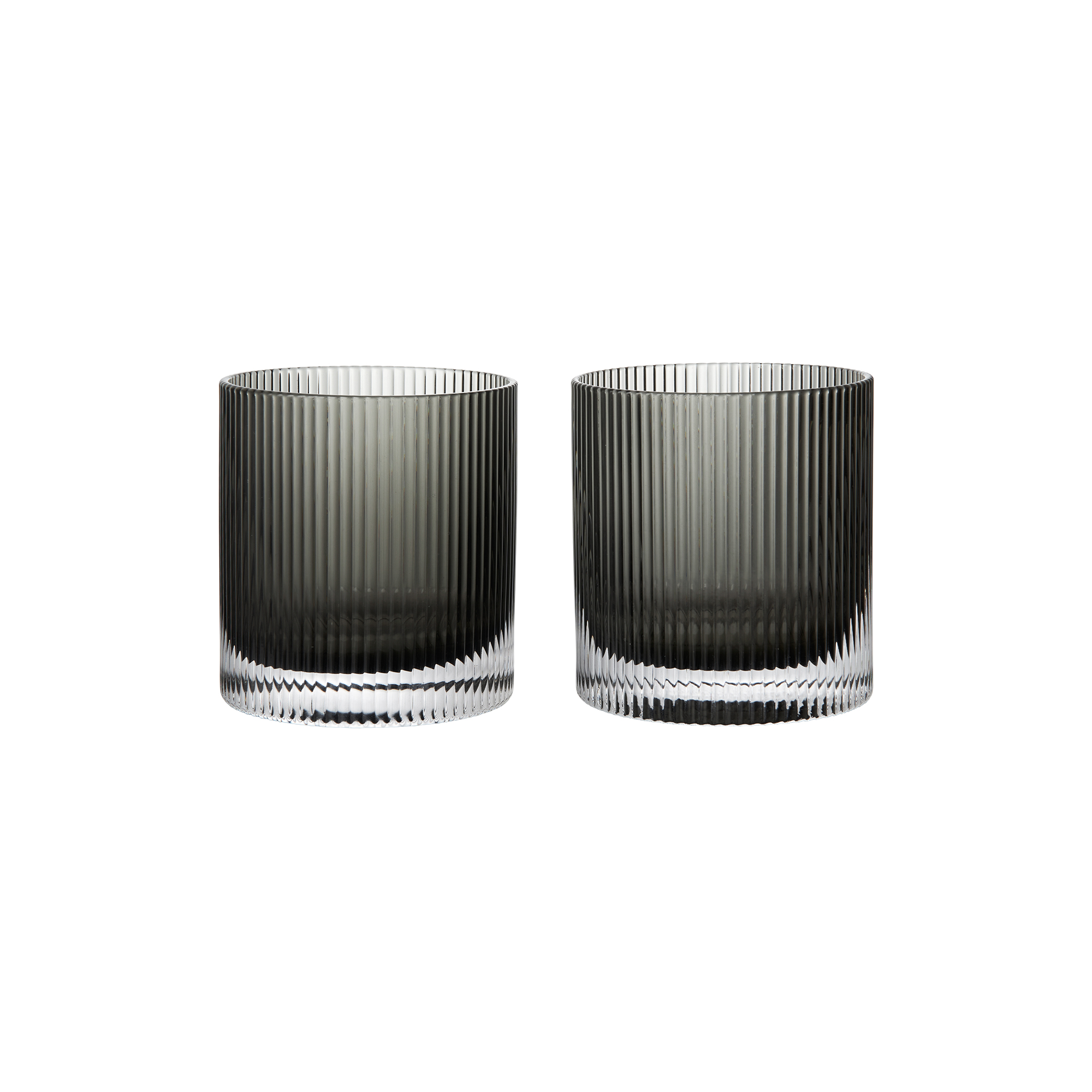 Ferm Living - Ripple Tumblers 2 stk., smoked grey