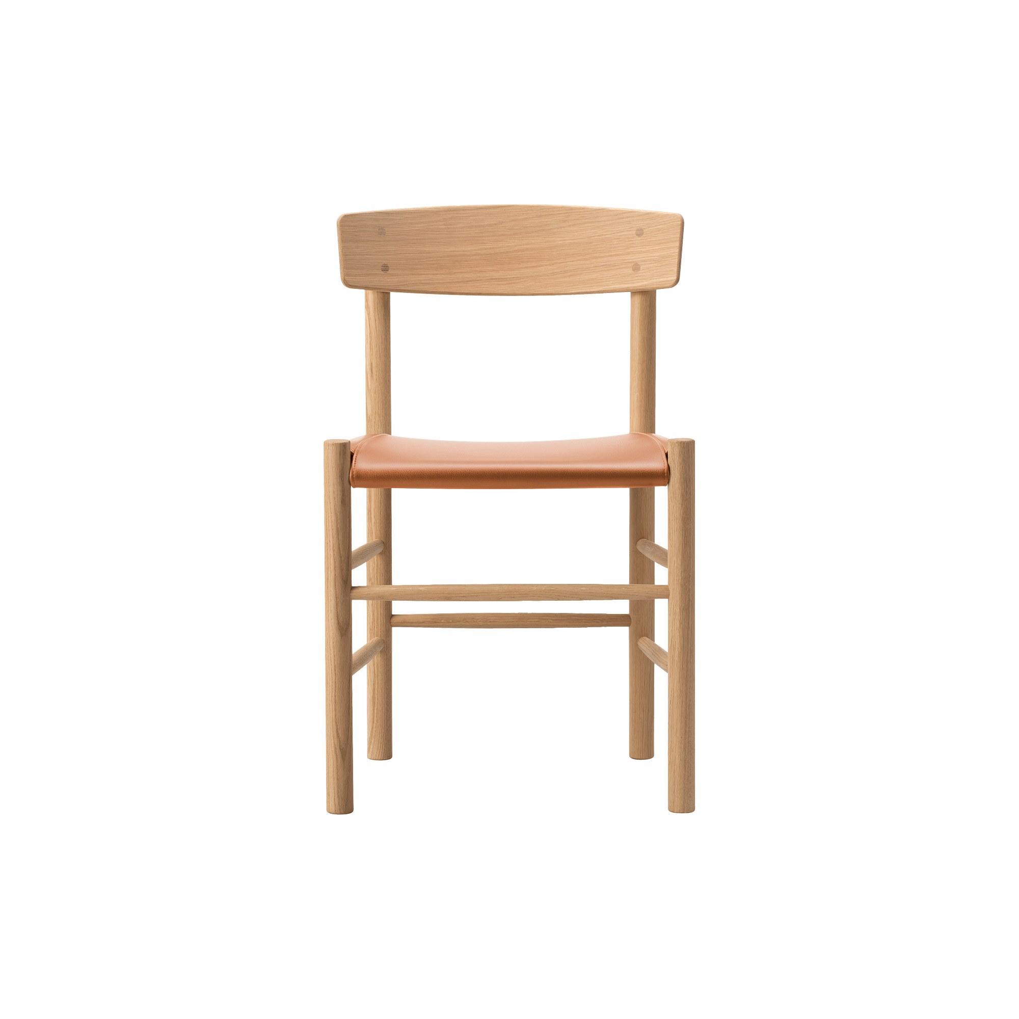 Fredericia Furniture - J39 Mogensen sædepolstret stol, lysolieret eg/Omni 307 cognac