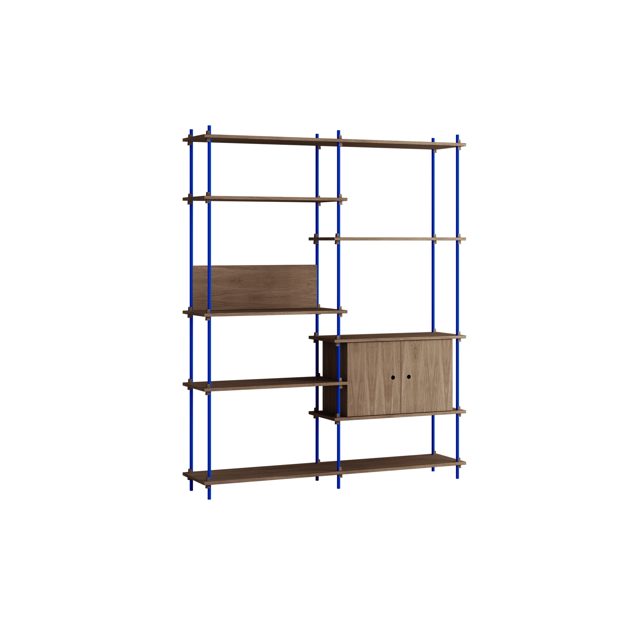 MOEBE - Shelving Tall Cabinet, smoked oak/deep blue