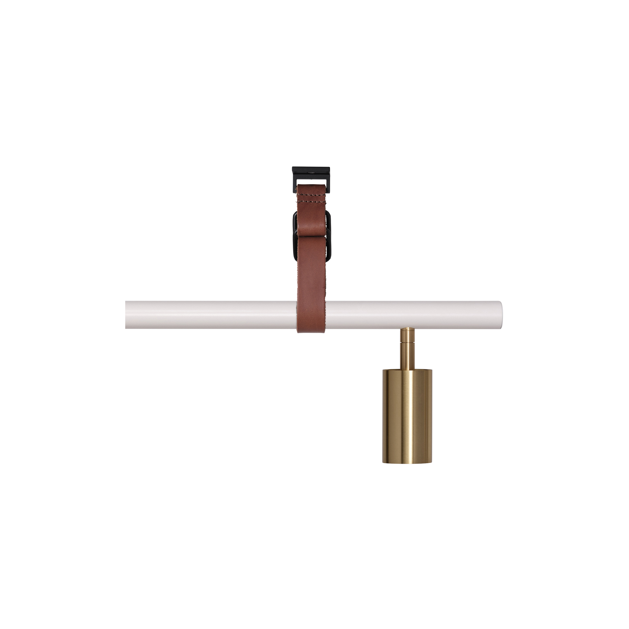 Rubn - Long John 4 Spot Pendant Brown Leather, white/brass