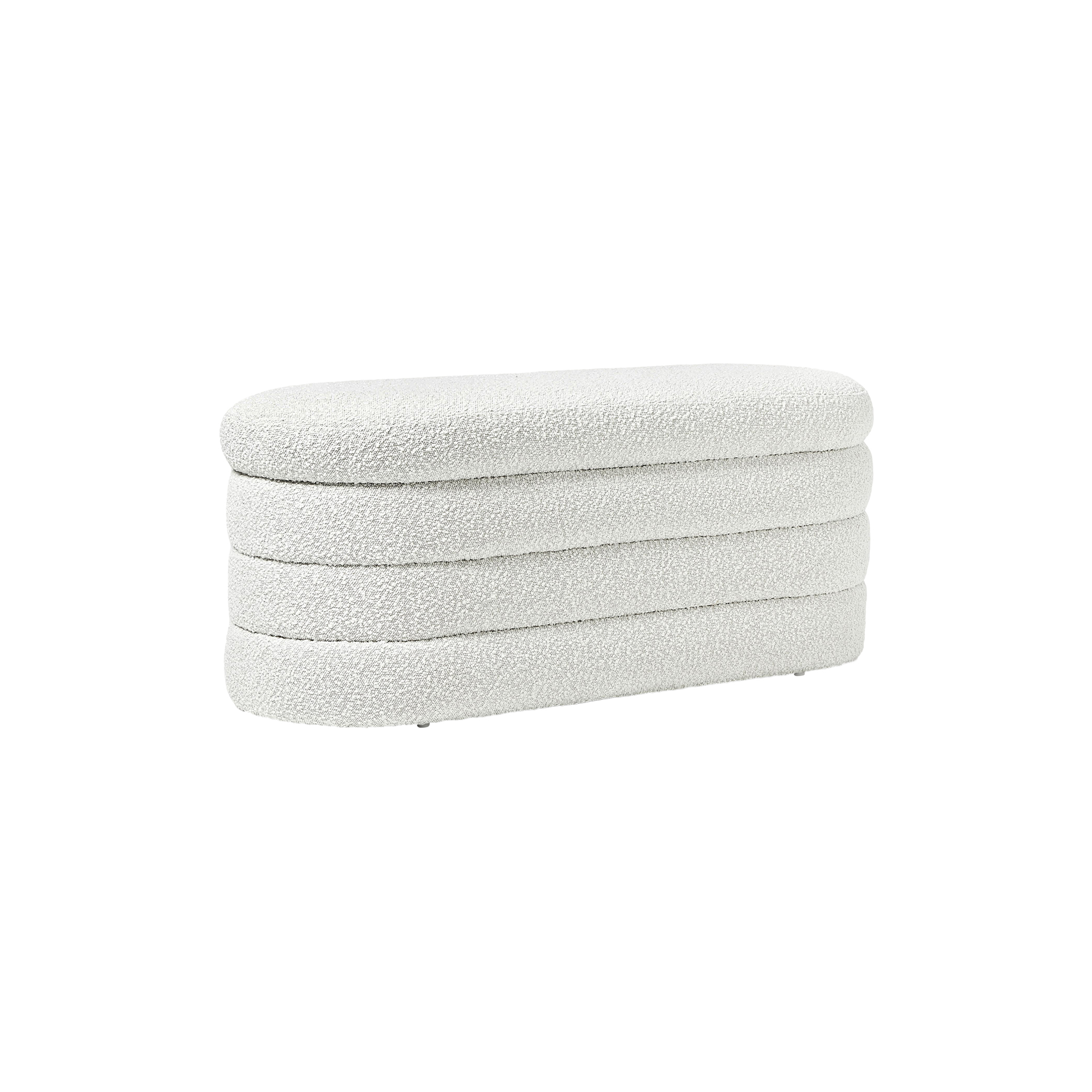 Westwing Collection - Alto Bench with Storage Space, bouclé off white
