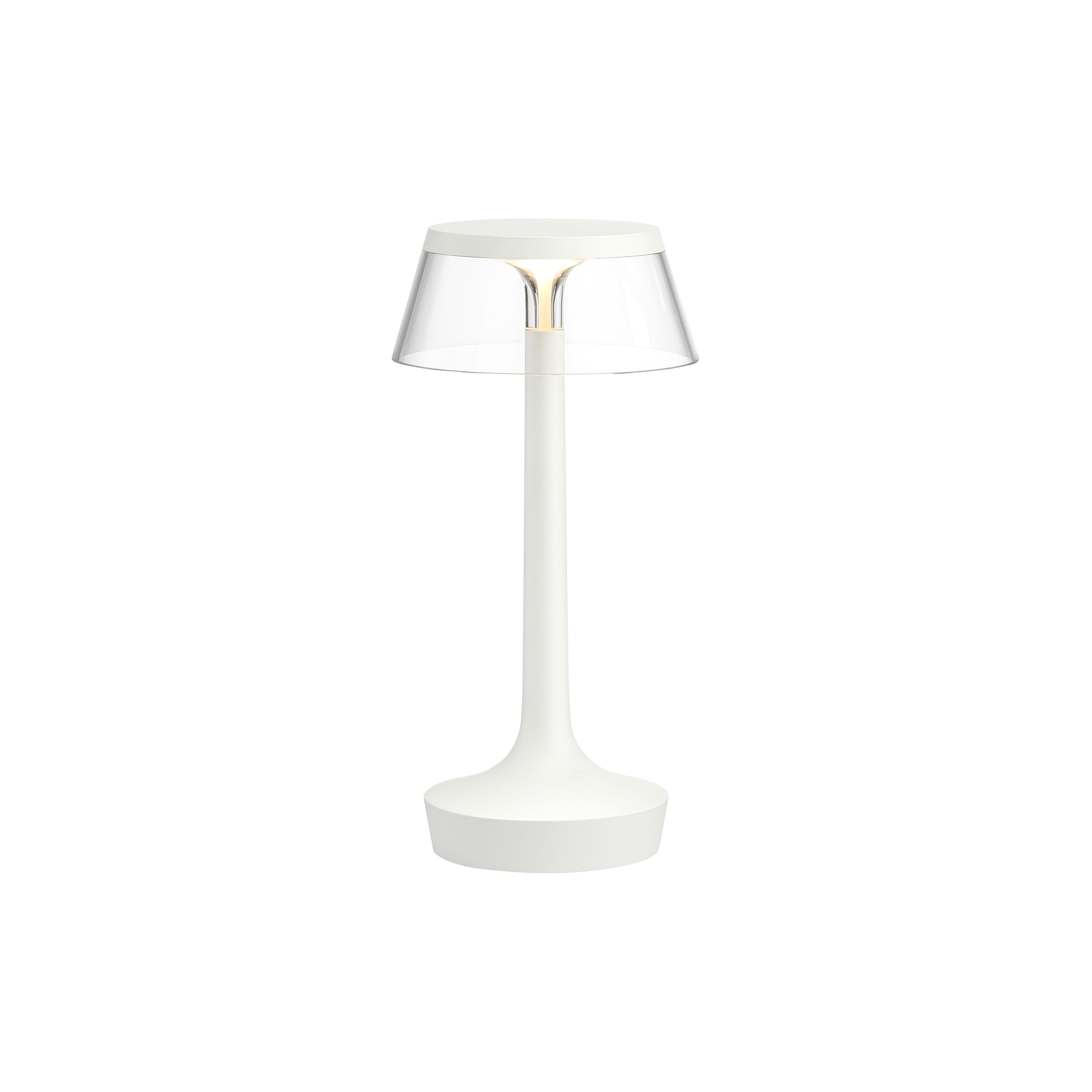 Flos - Bon Jour Unplugged bordlampe med skærm, hvid/klar - H: 27 x Ø 10,3 cm.