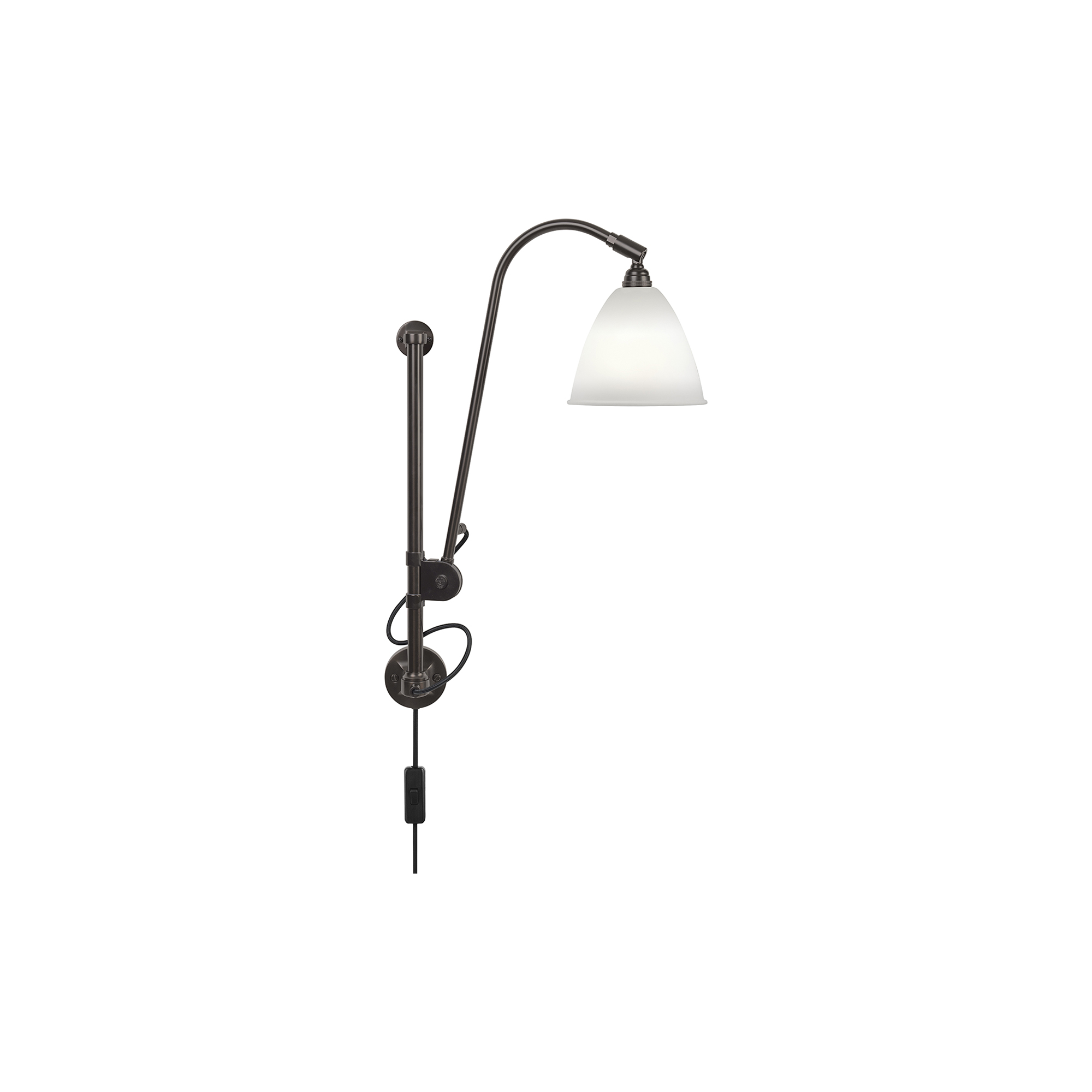 GUBI - Bestlite BL5 Wall Lamp, bone china/black brass - H: 54-87 x Ø 16 cm.