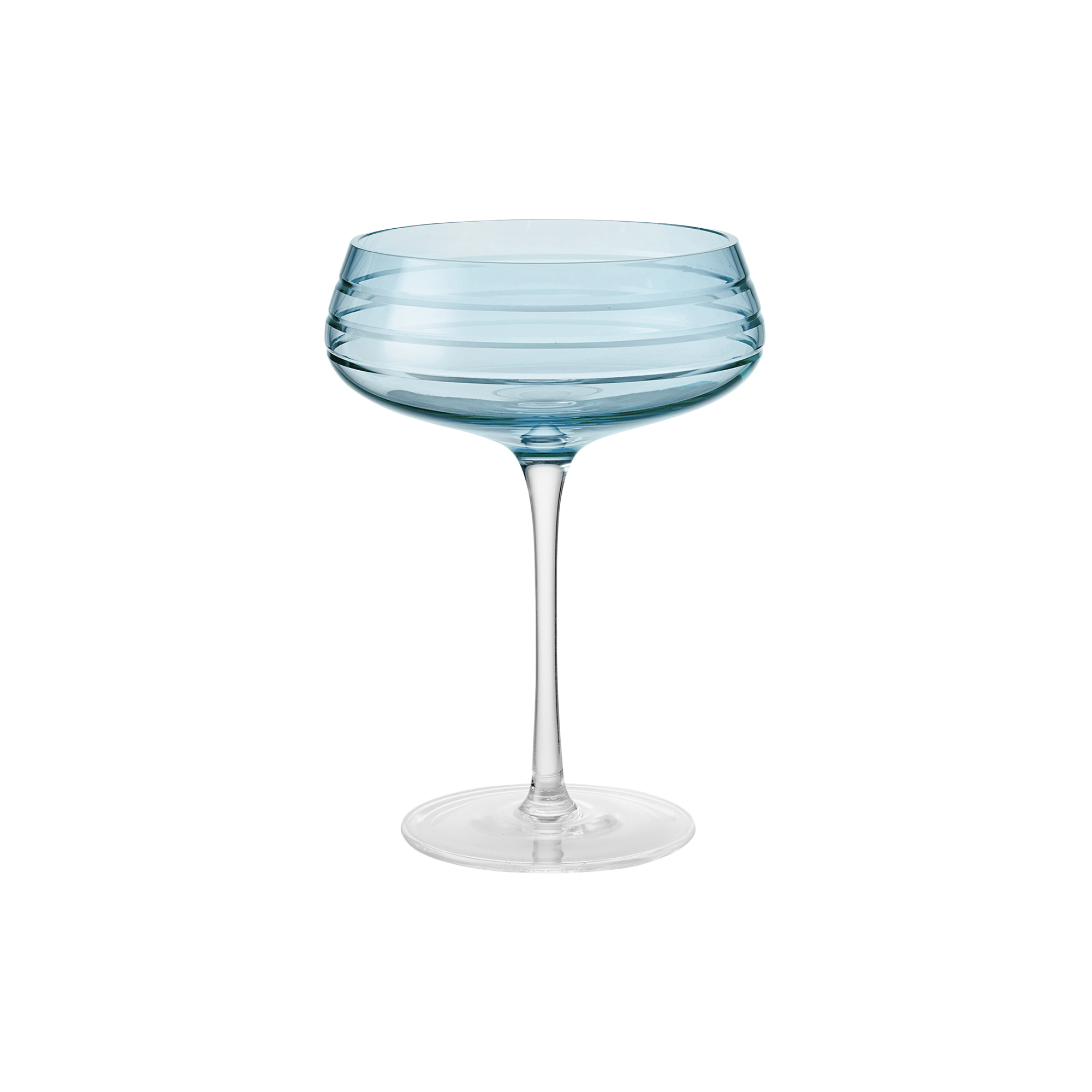 Louise Roe - Champagne Coupe Triple Cut, blue, Crystal Glass