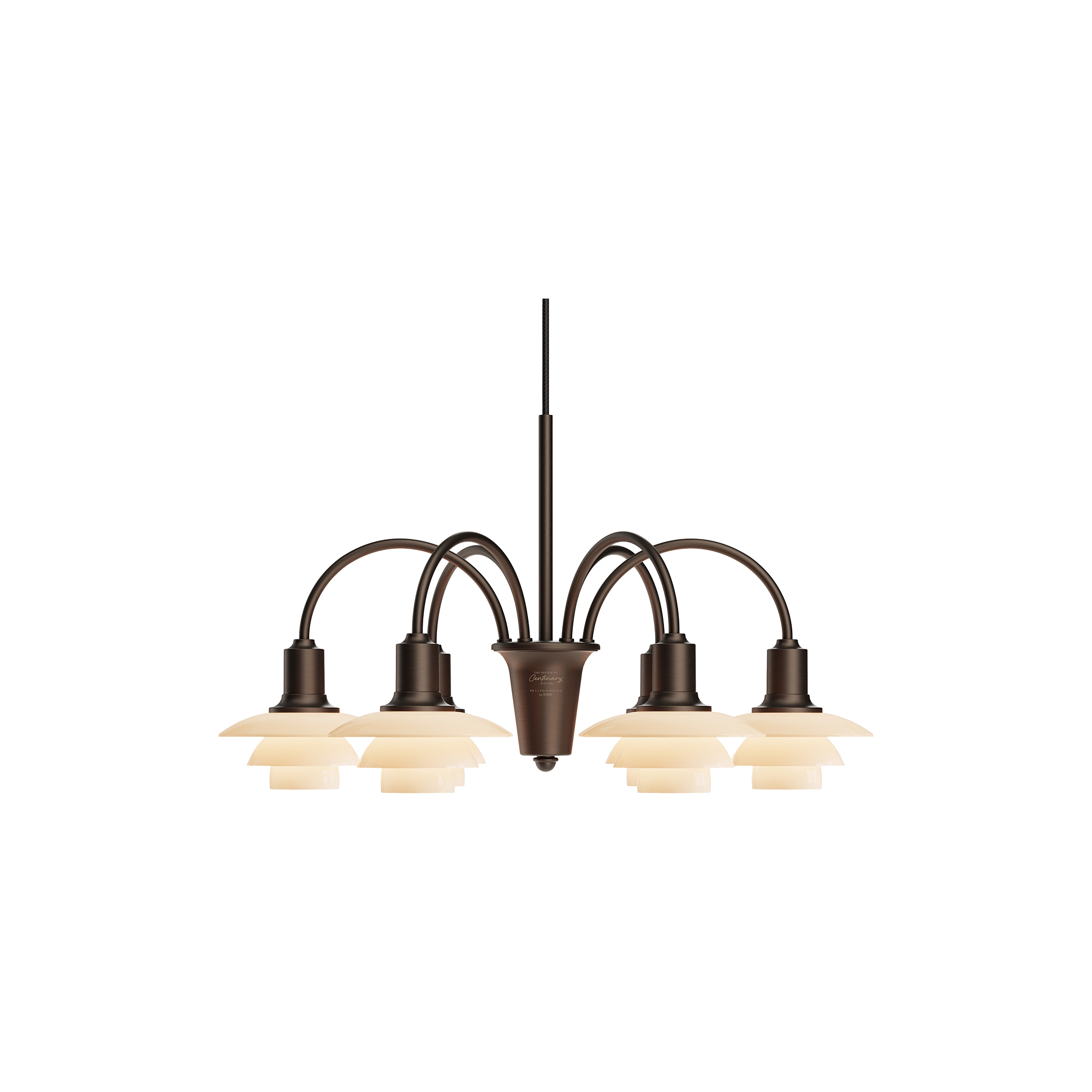 Louis Poulsen - PH 1/1 Lysekrone Centenary Edition 6-armet, aged brass/dusty terracotta