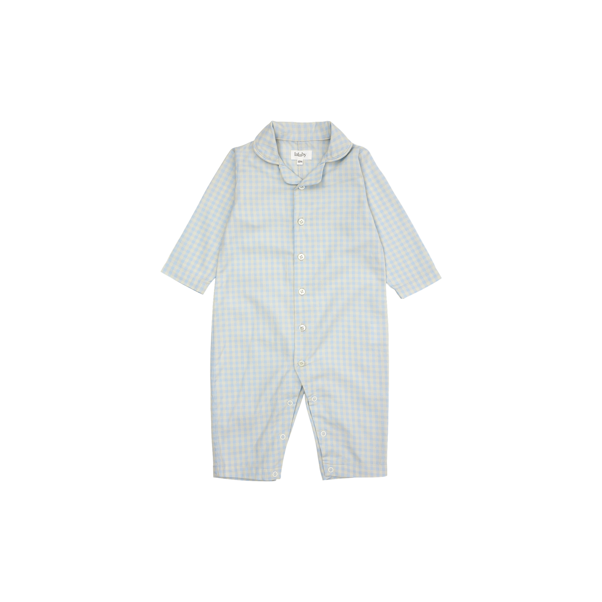 Lalaby - Classic PJ Suit, blue gingham - Str. 18M