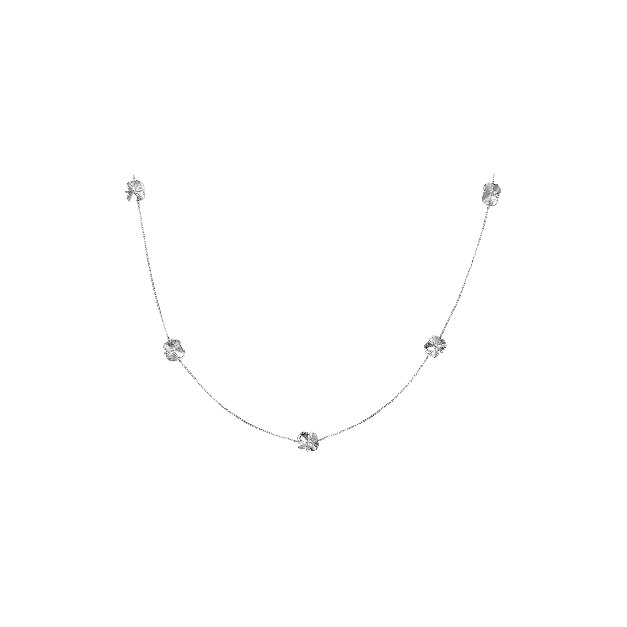 Flora Danica Jewellery - Firkløver halskæde med fem kløvere, sølv