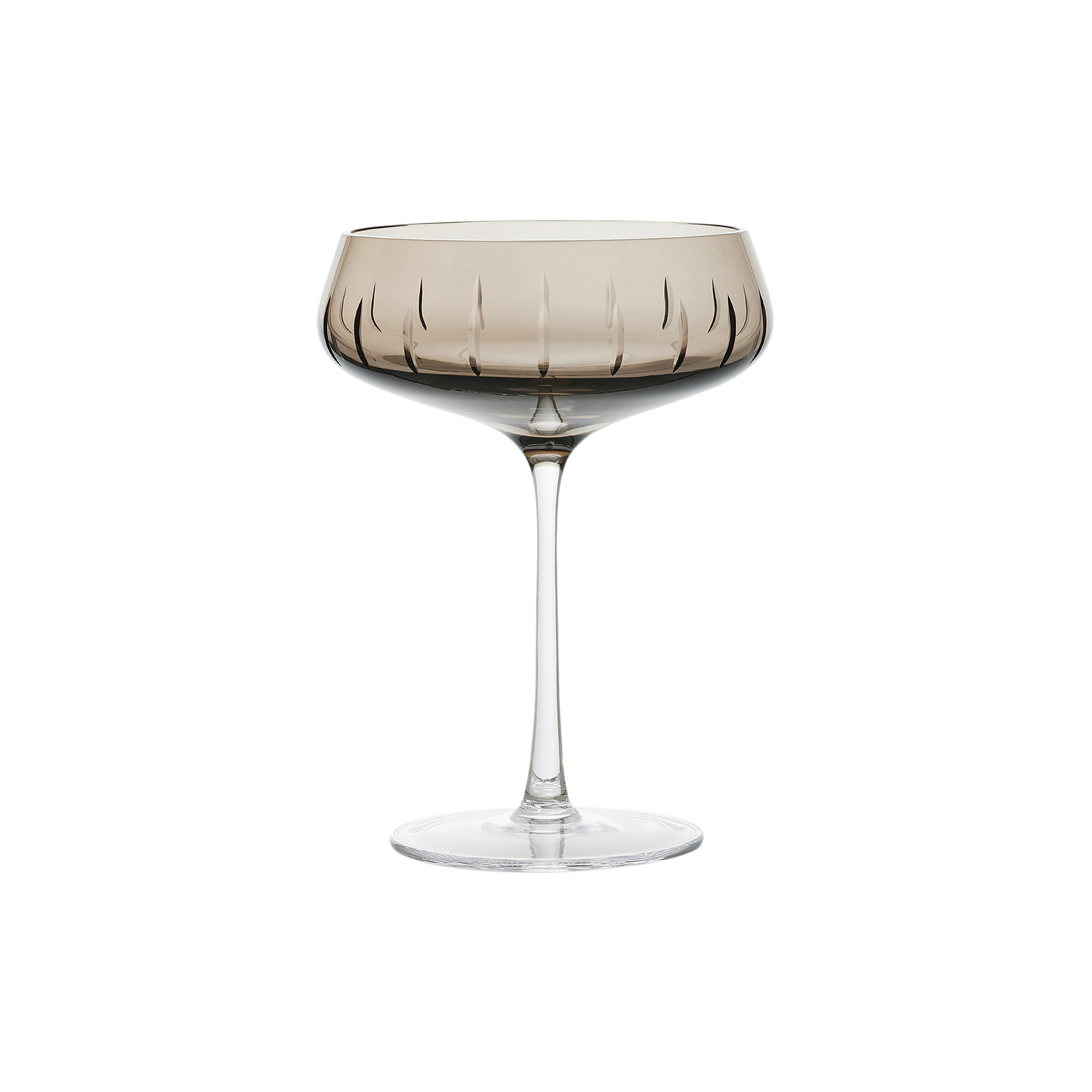 Louise Roe - Champagne Coupe Single Cut, smoke, Crystal Glass