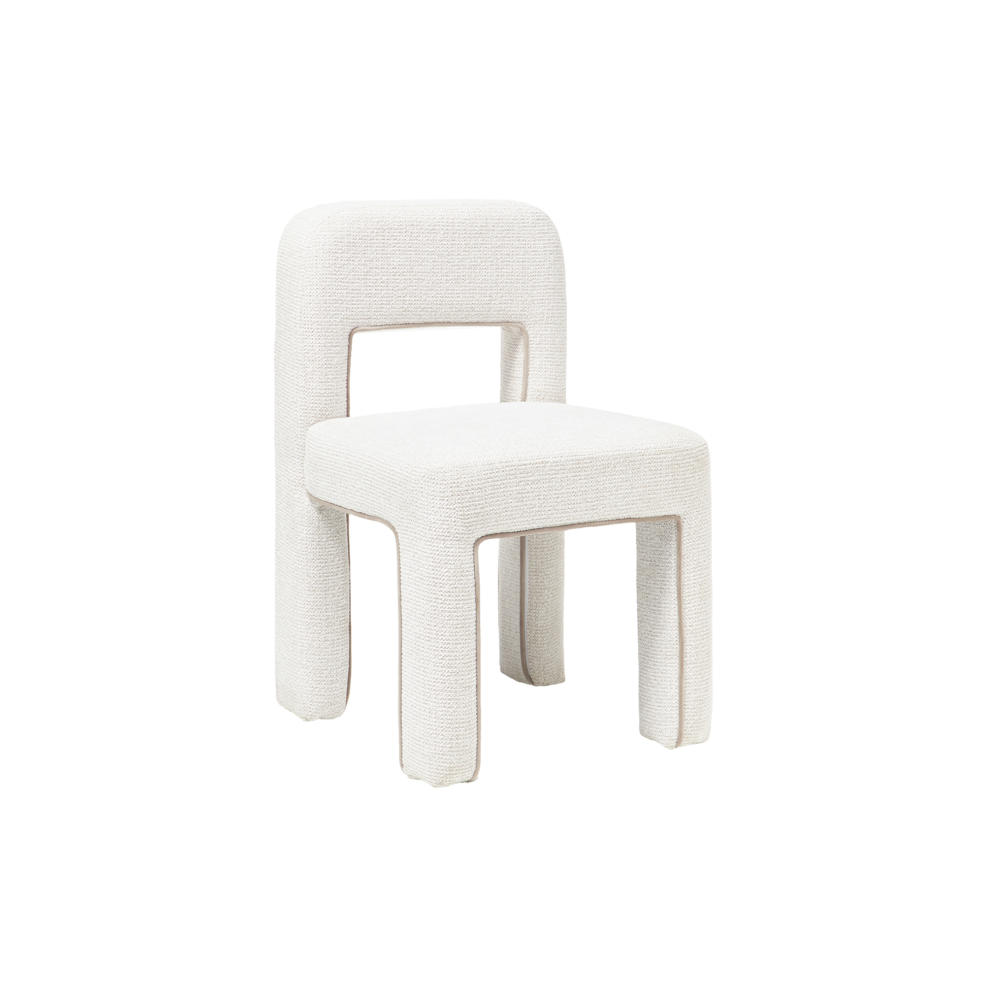Westwing Collection - Ana Dining Chair, bouclé white/beige