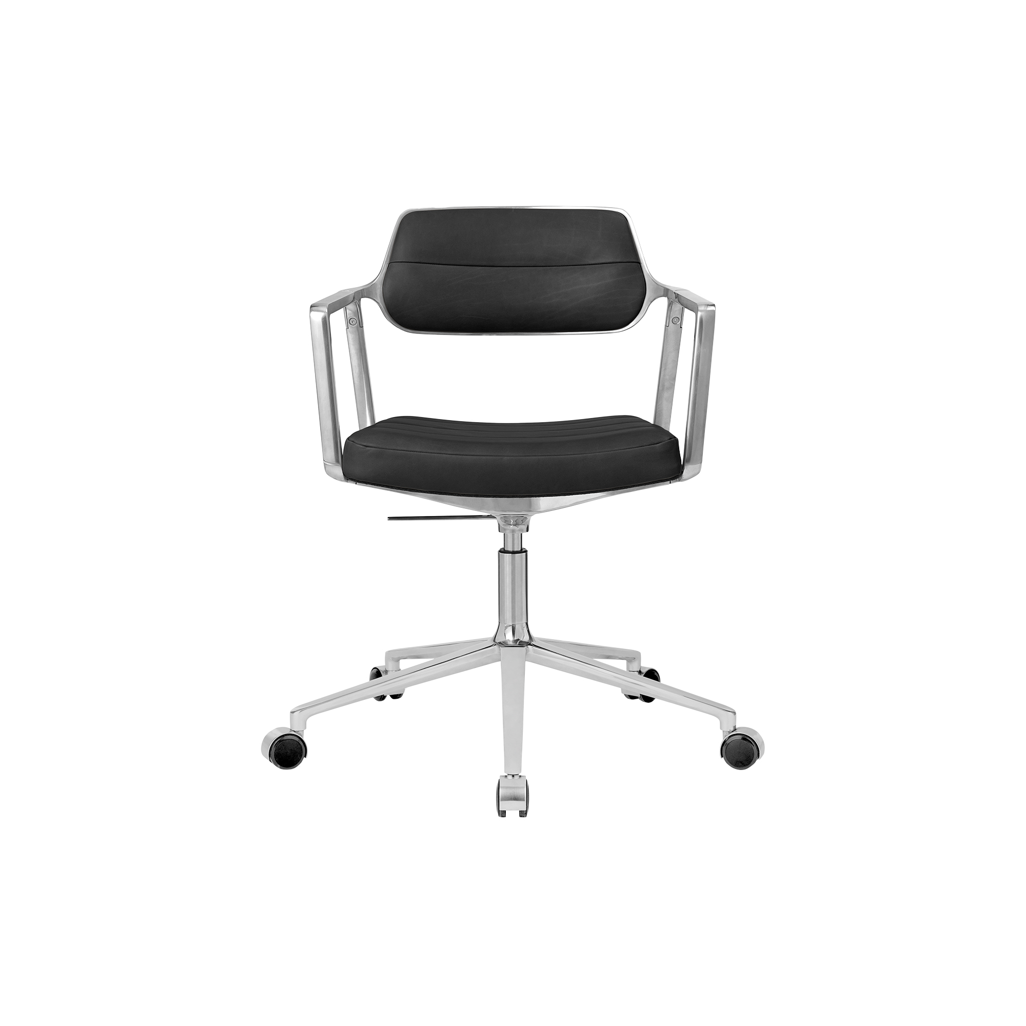 Vipp - VIPP453 Swivel+ Chair with Castors, black/polished aluminium