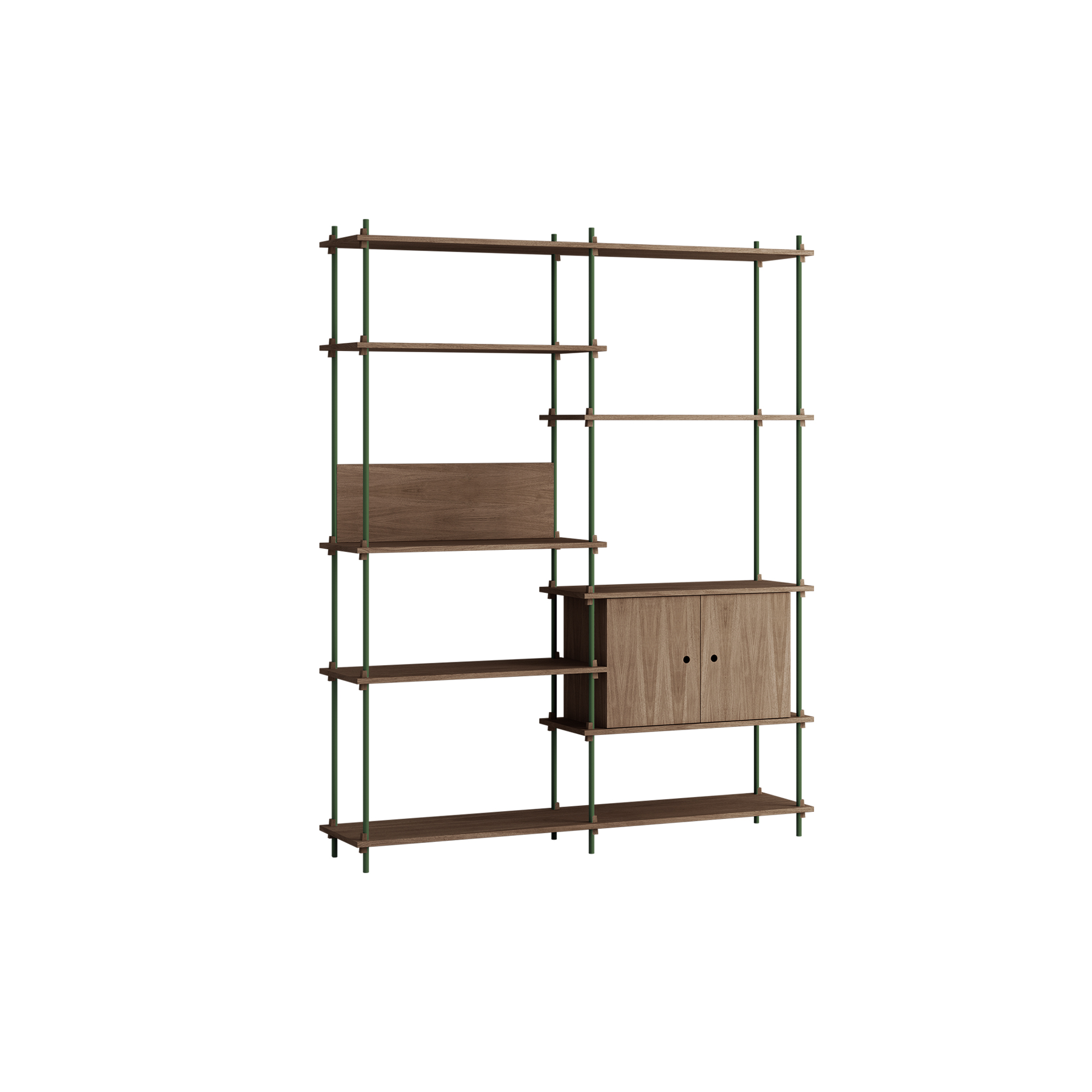 MOEBE - Shelving Tall Cabinet, smoked oak/pine green