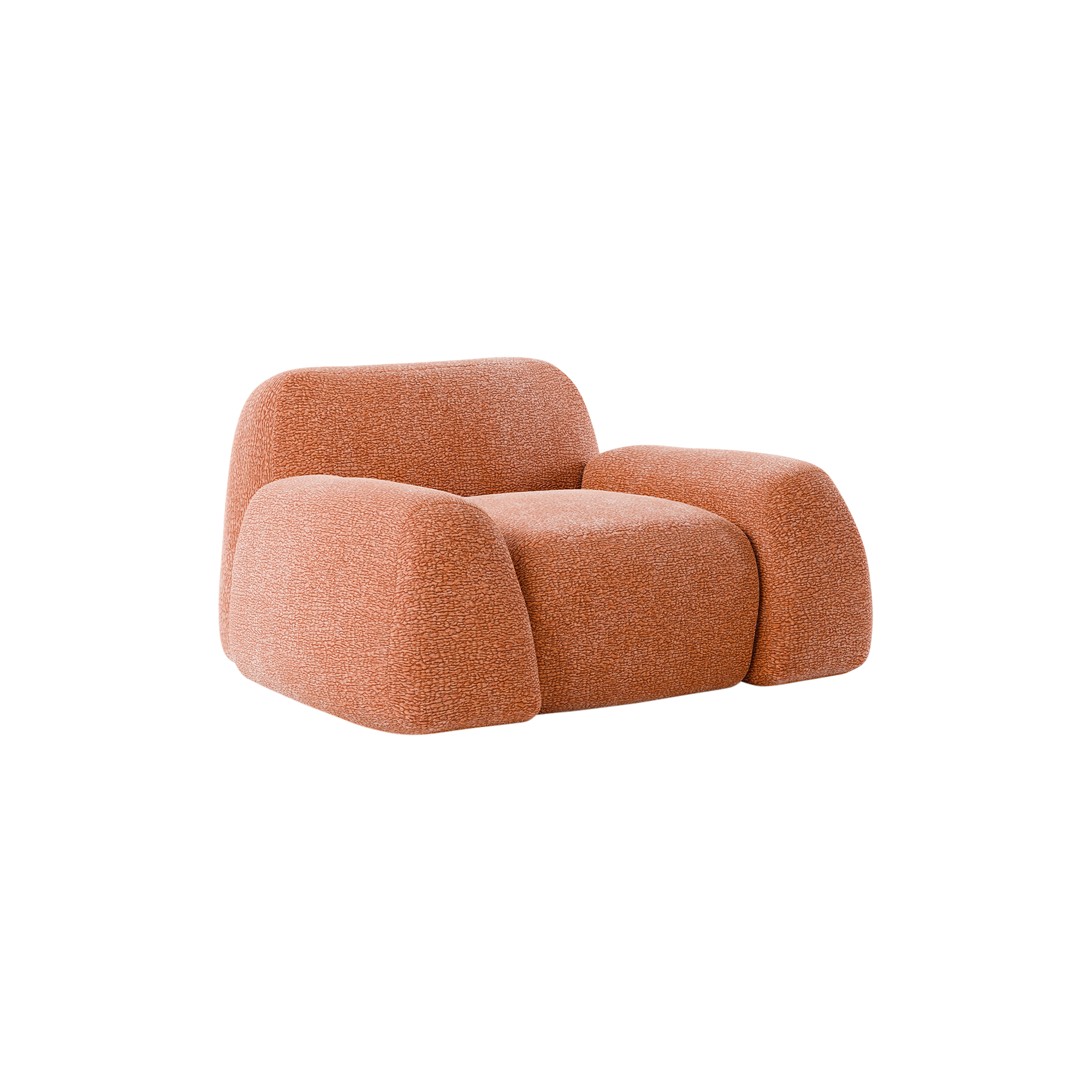 Westwing Collection - Wolke Lounge Chair, velvety woven terracotta