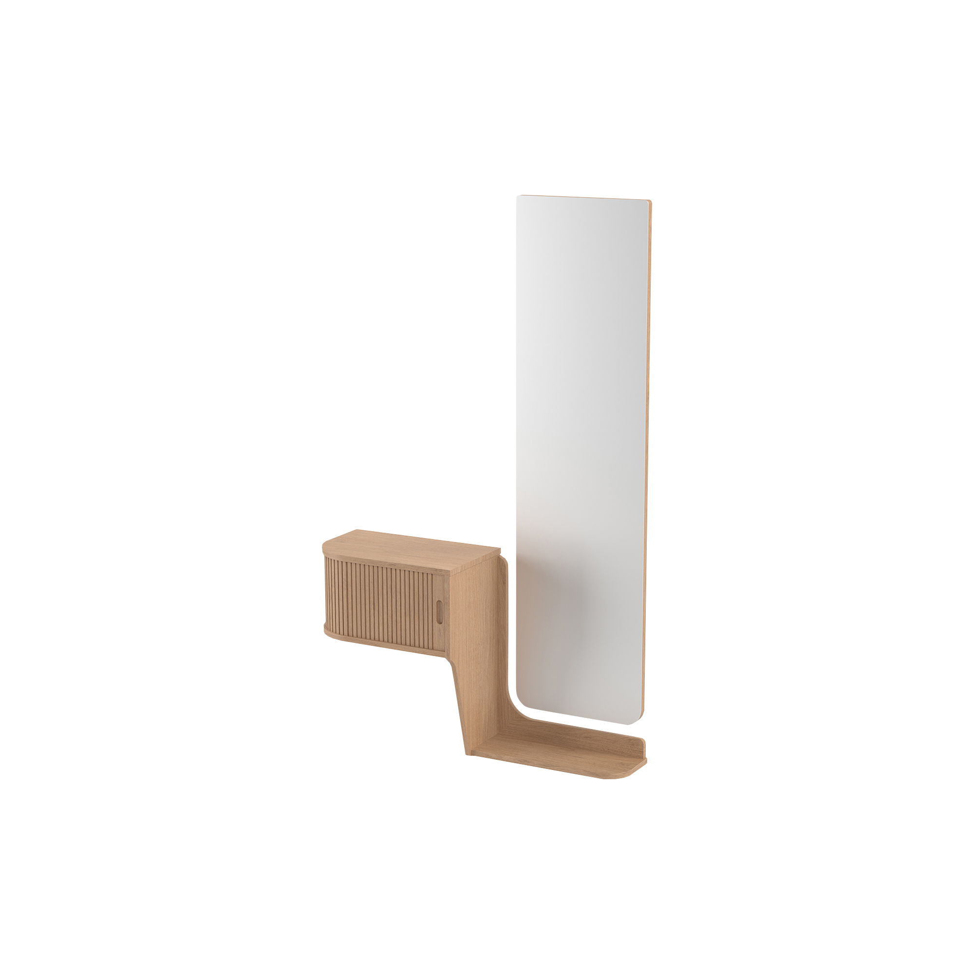 Bernh. Pedersen & Søn - BPS127 Hallway Mirror & Wall Unit , oiled oak, Hallway No. 127 - H: 140 x L: 92 x B: 28 cm.