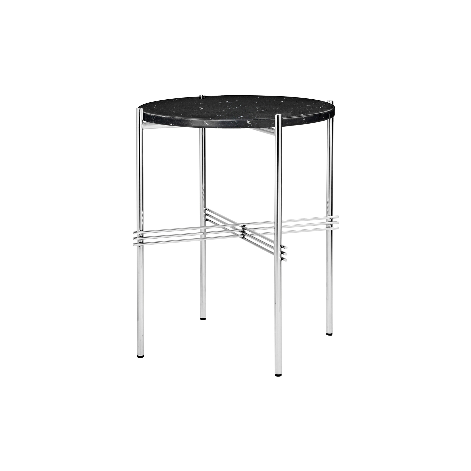 GUBI - TS Side Table Round, black marquina marble/steel