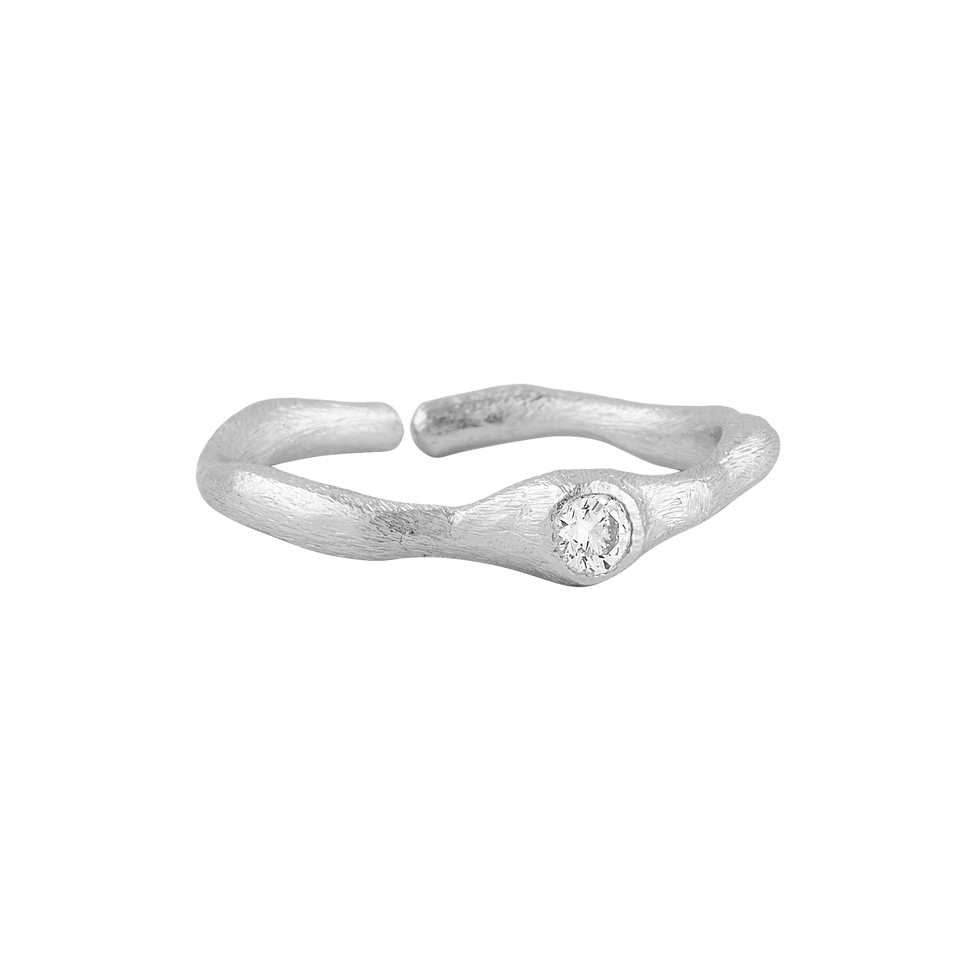 Pure by Nat - Ring med zirkon, sølv - adjustable