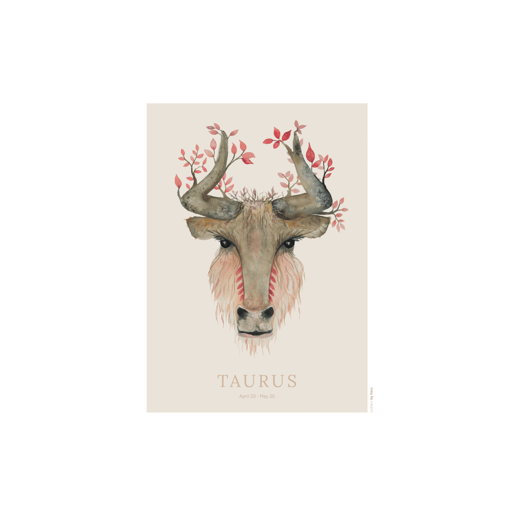 All by Voss - Tyren plakat, Zodiacs - 21x30 cm