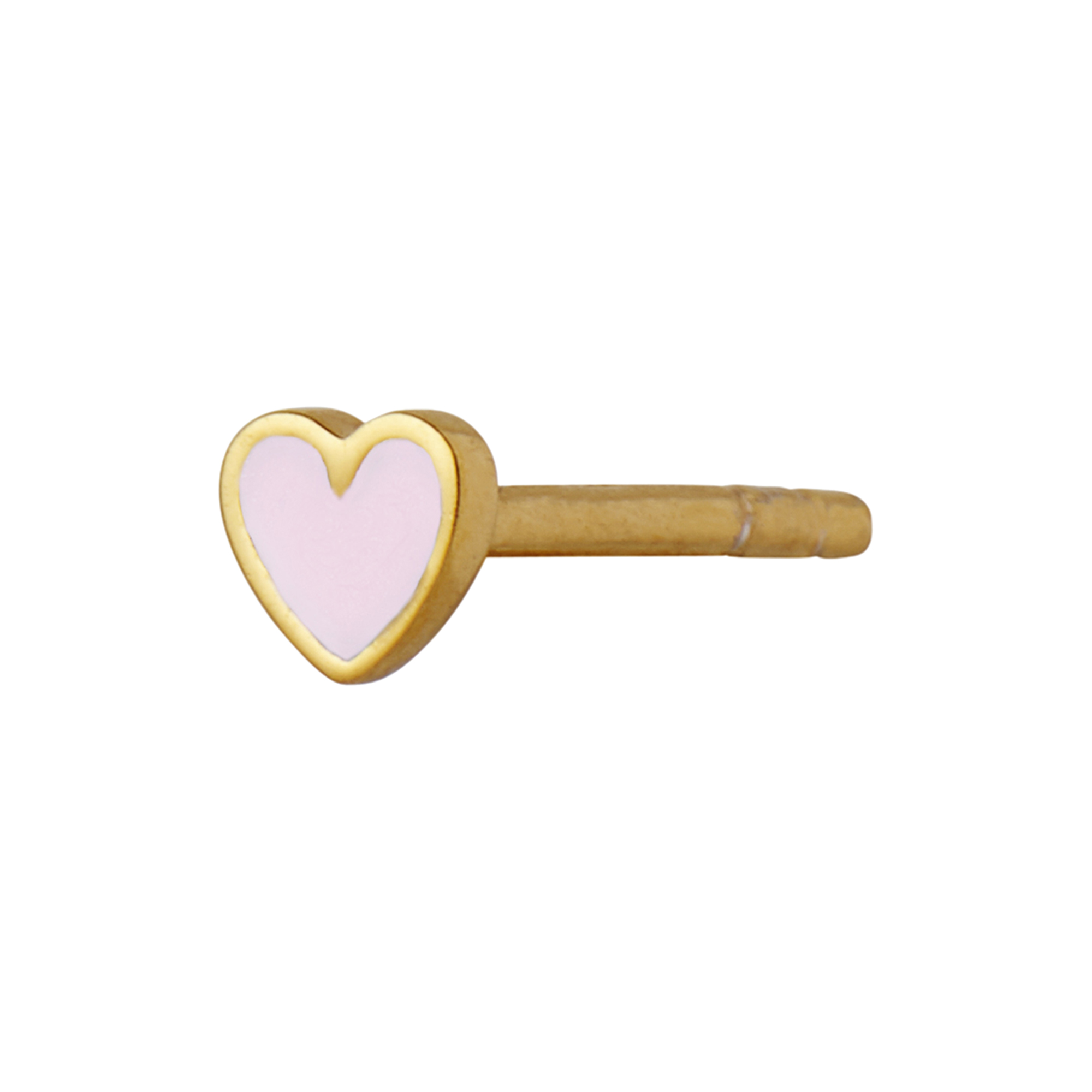Stine A Jewelry - Petit Love Heart Light Pink Enamel Single, gold