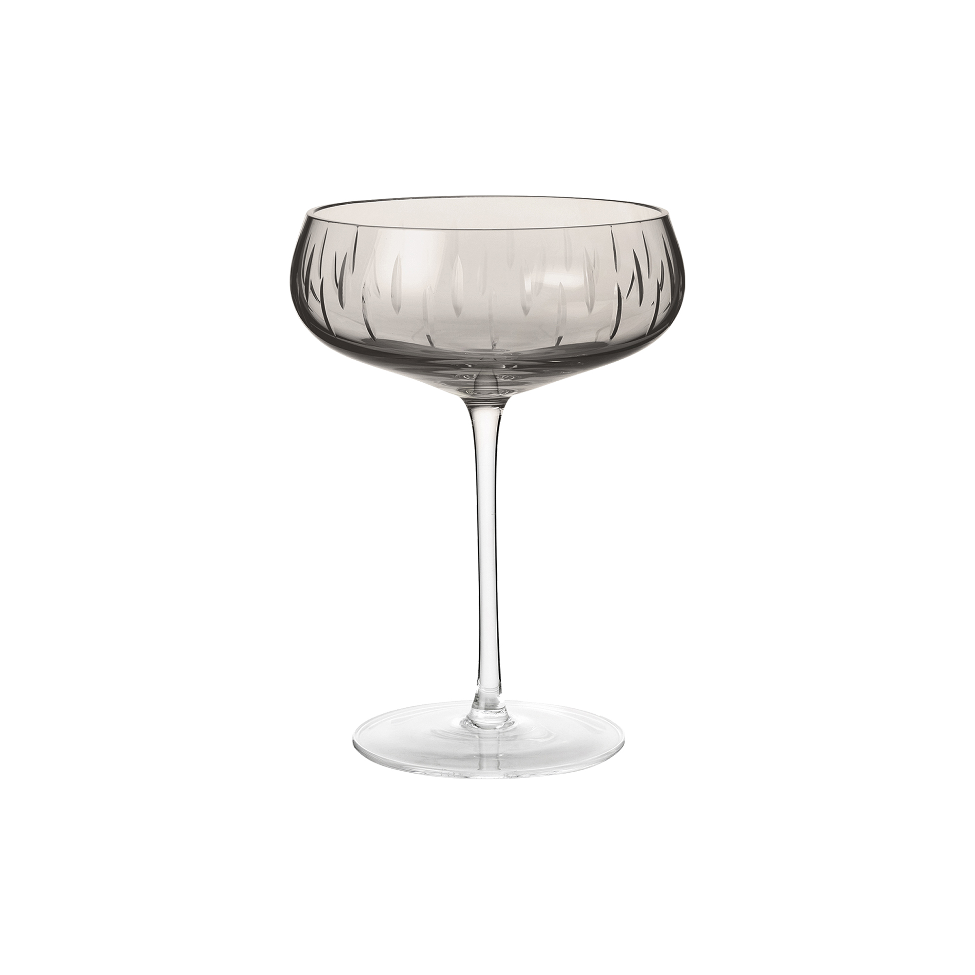 Louise Roe - Crystal champagne coupe, smoke, Crystal Glass - H: 11,5 x Ø 15,5 cm.