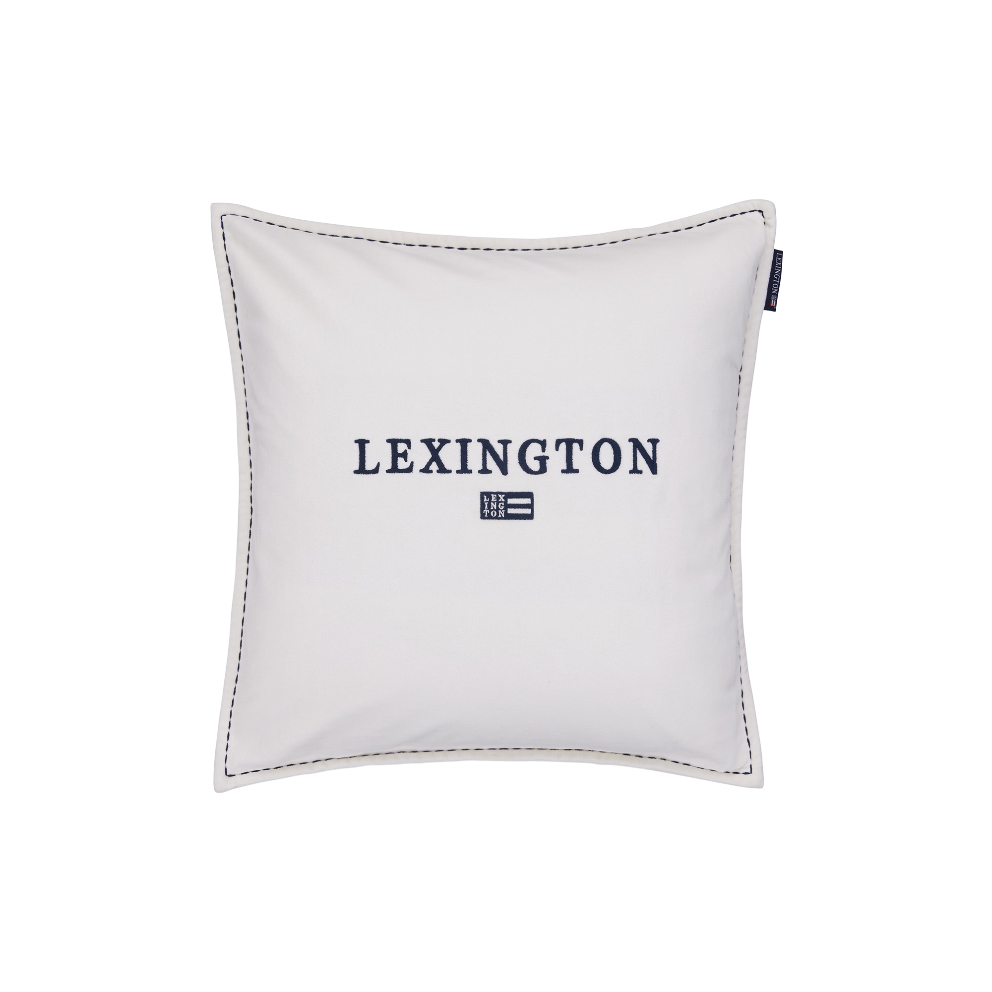 Lexington - Icons Logo Organic Cotton Velvet Pillow Cover, white/navy