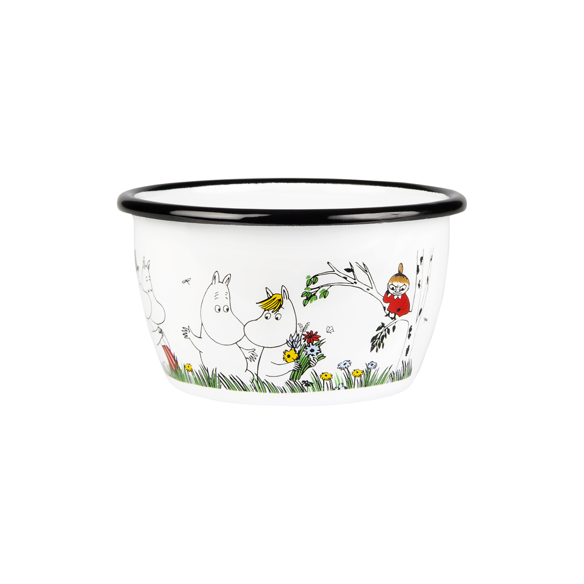 Muurla - Lykkelig familie emaljeskål, hvid, Moomin by Muurla