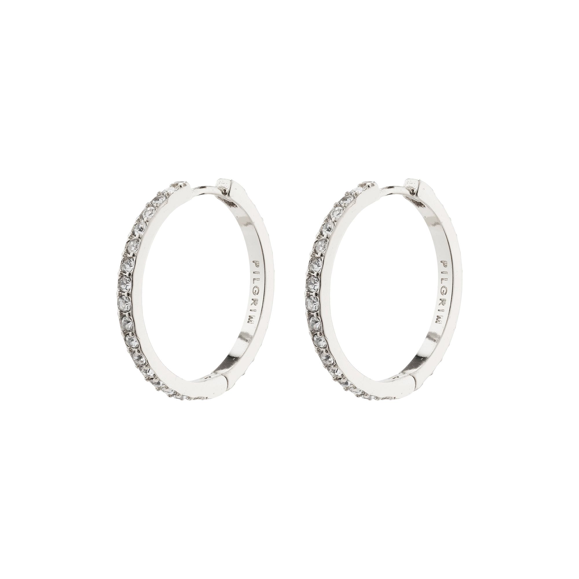 Pilgrim - EBNA store krystal hoops, sølvbelagt