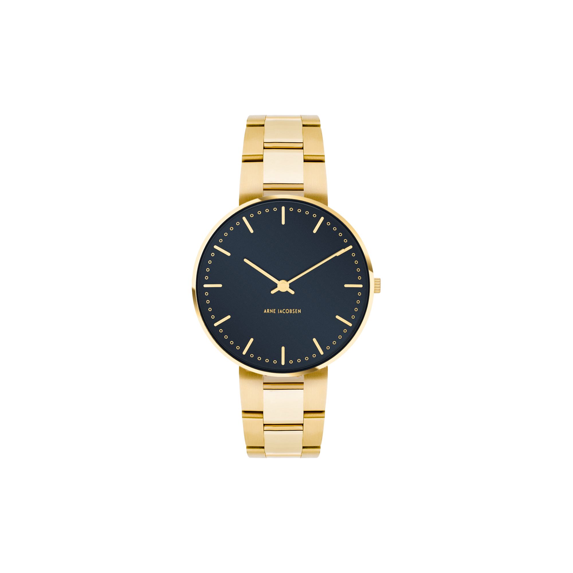Arne Jacobsen Watches - City Hall armbåndsur, oxford blue/gold/gold - 34mm