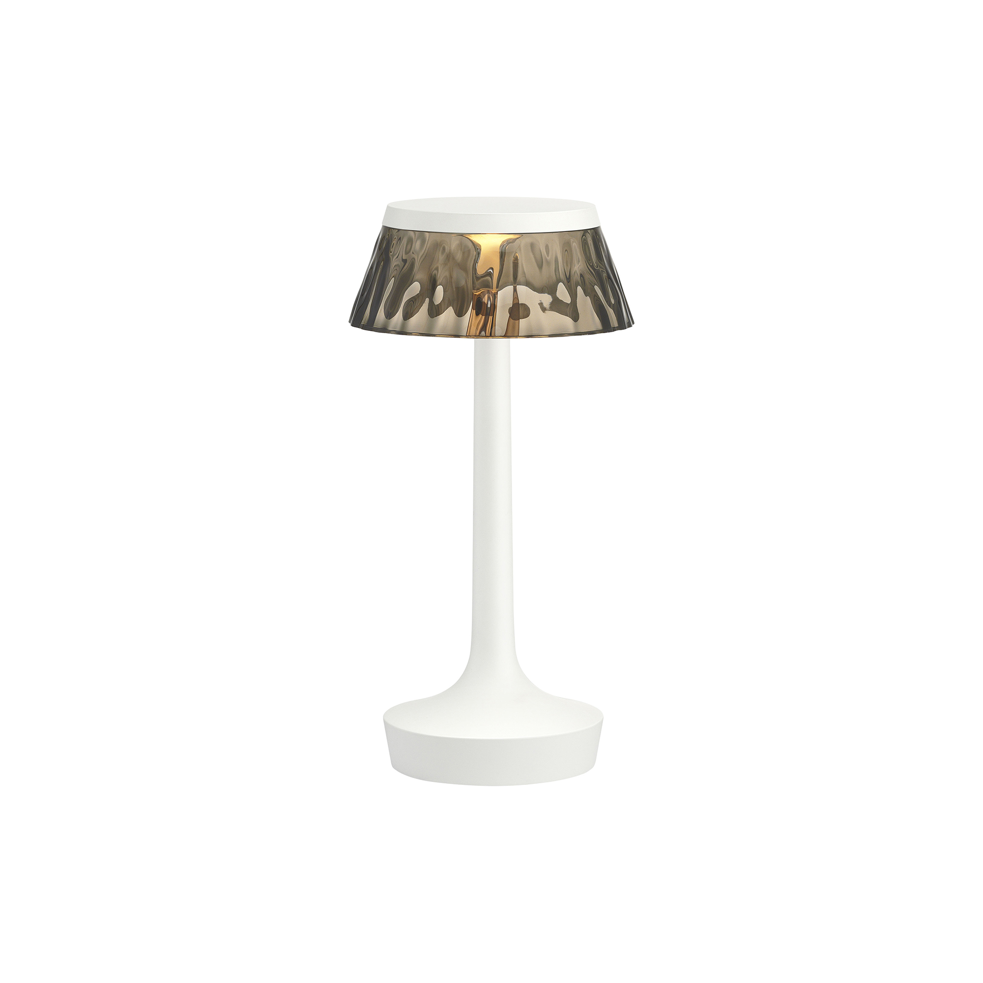 Flos - Bon Jour Unplugged bordlampe med skærm, hvid/fumé - H: 27 x Ø 10,3 cm.