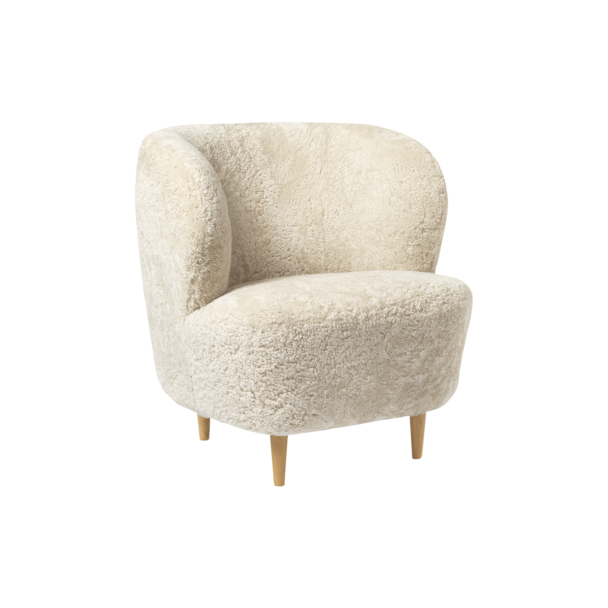 GUBI - Stay Lounge Chair, Moonlight/oak semi matt - H: 76 x B: 70 x D: 70 cm.