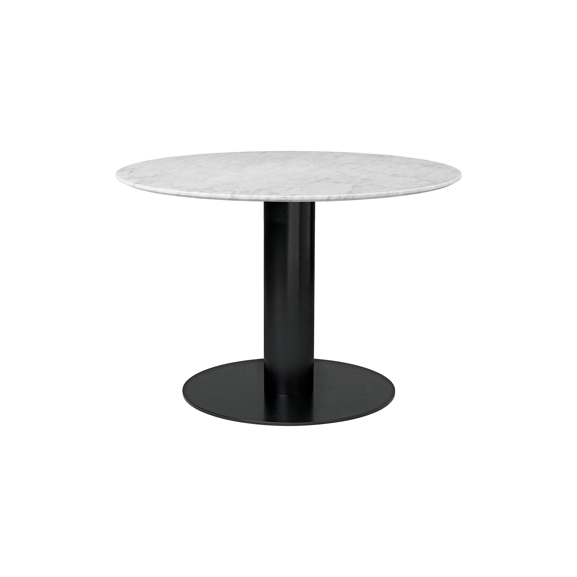 GUBI - GUBI 2.0 Round Dining Table, white carrara marble/black - Ø110 cm