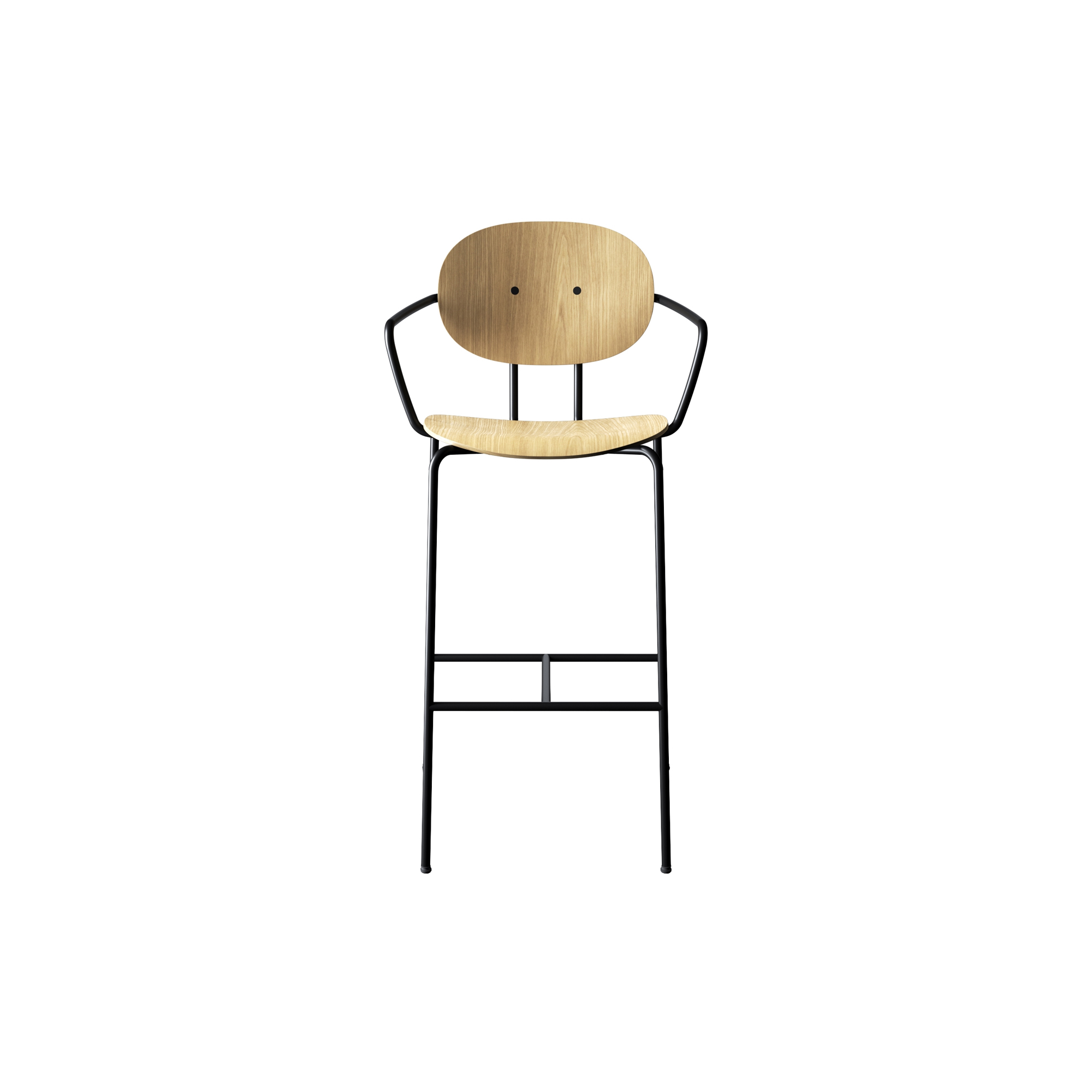 Sibast Furniture - PIET HEIN Bar Chair with Arms, hvidpigmenteret eg - H: 108 x B: 55 cm.