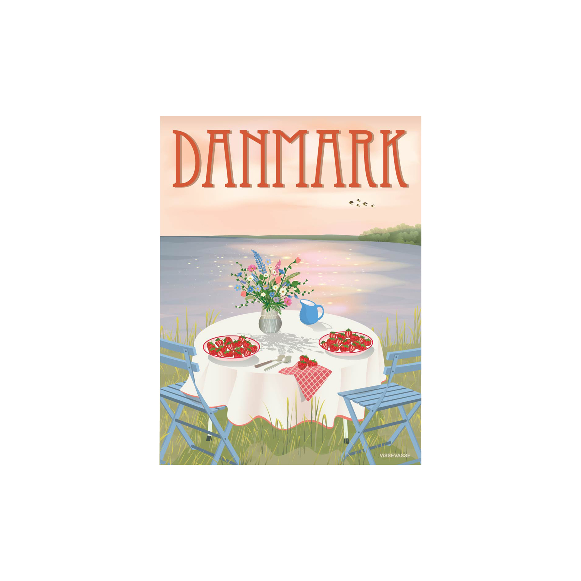 ViSSEVASSE - DANMARK Jordbær plakat - 30x40 cm