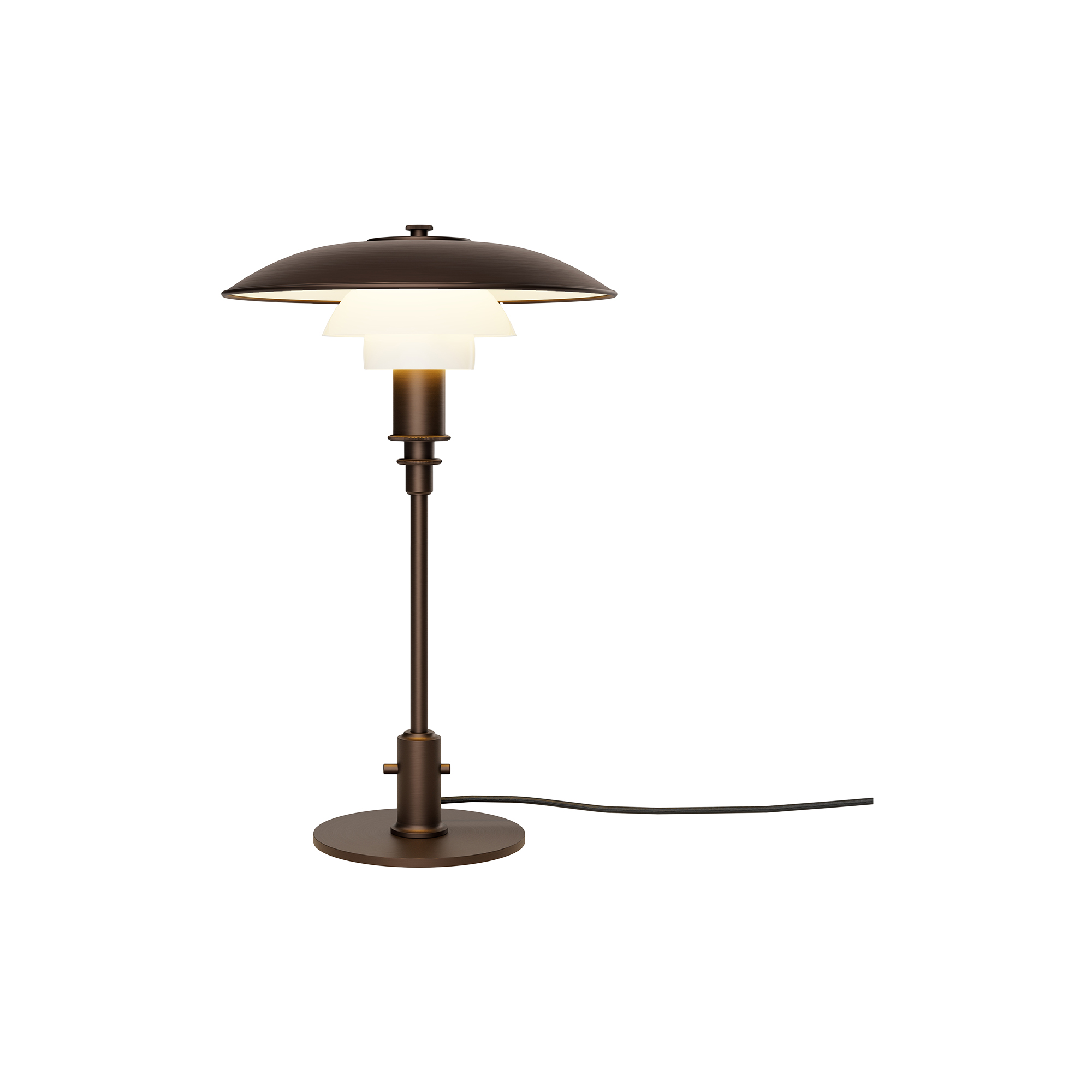 Louis Poulsen - PH 3/2 bordlampe, aged brass/opal glass