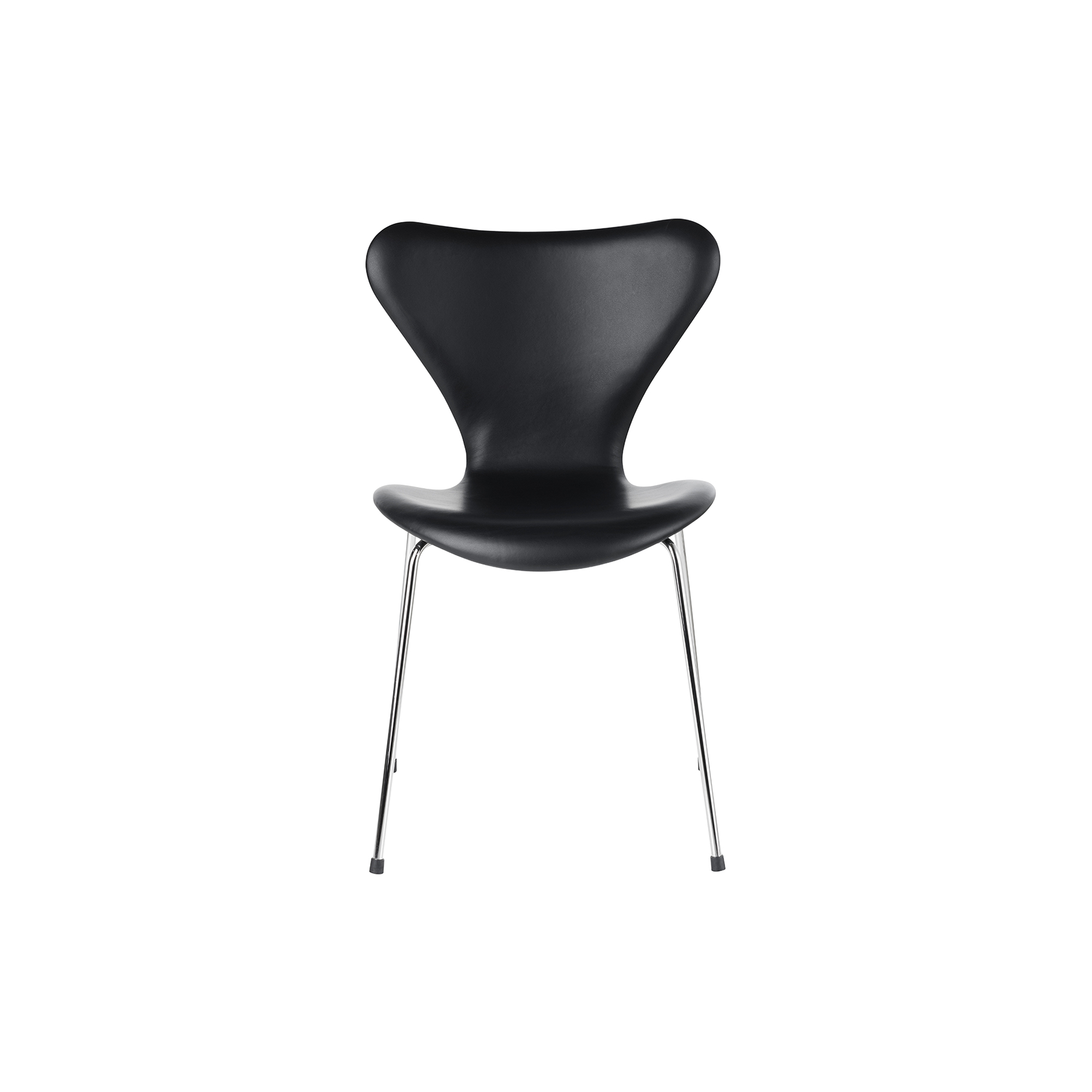 Fritz Hansen - Serie 7 3107 fuldpolstret stol, Soft sort - H: 80,5 x B: 50 x D: 52 cm.