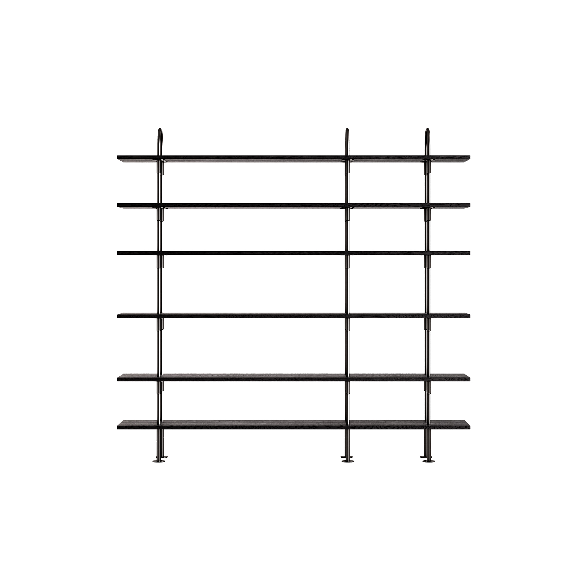 GUBI - Keen Shelving, black brass/ash veneer