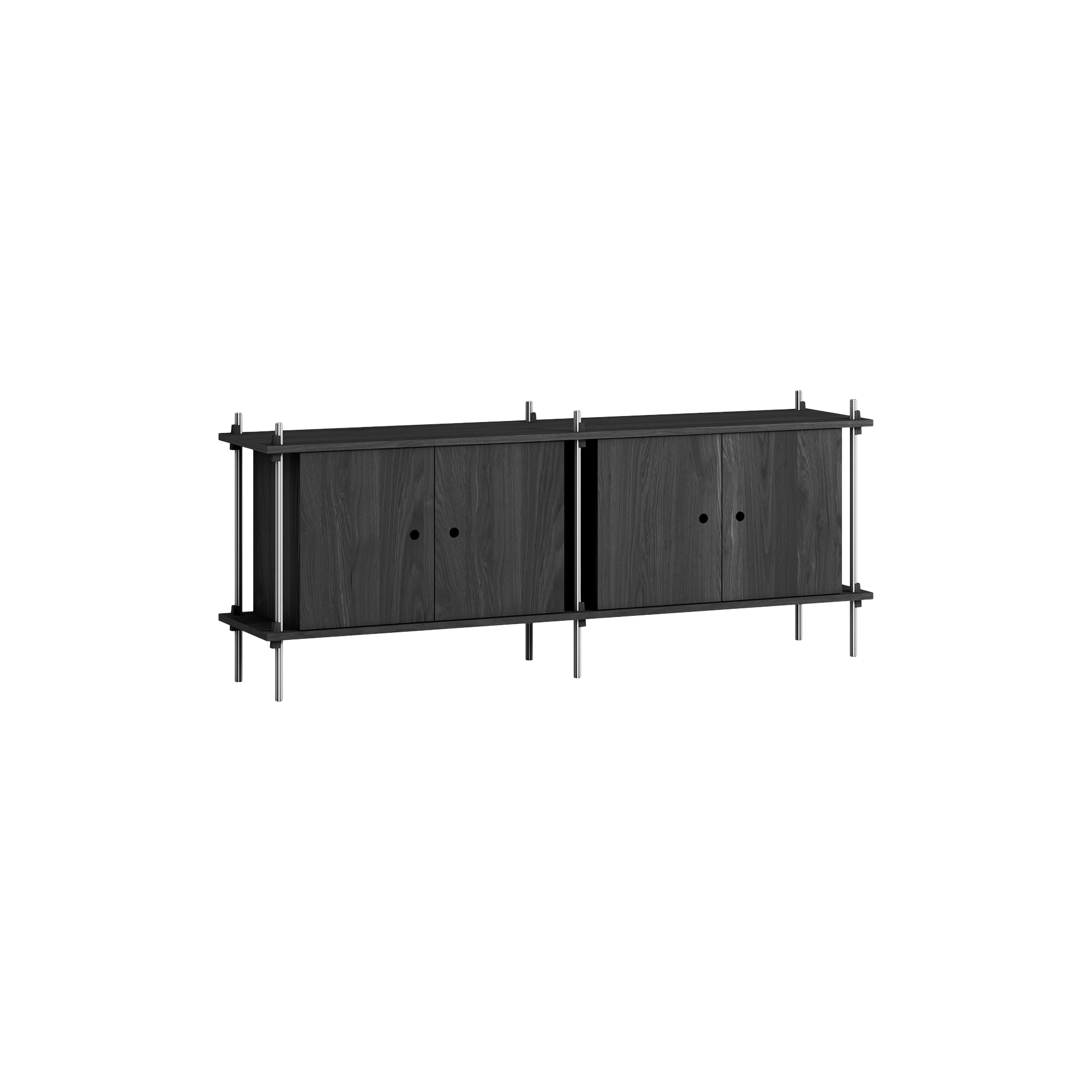 MOEBE - Shelving Sideboard, black/stainless steel