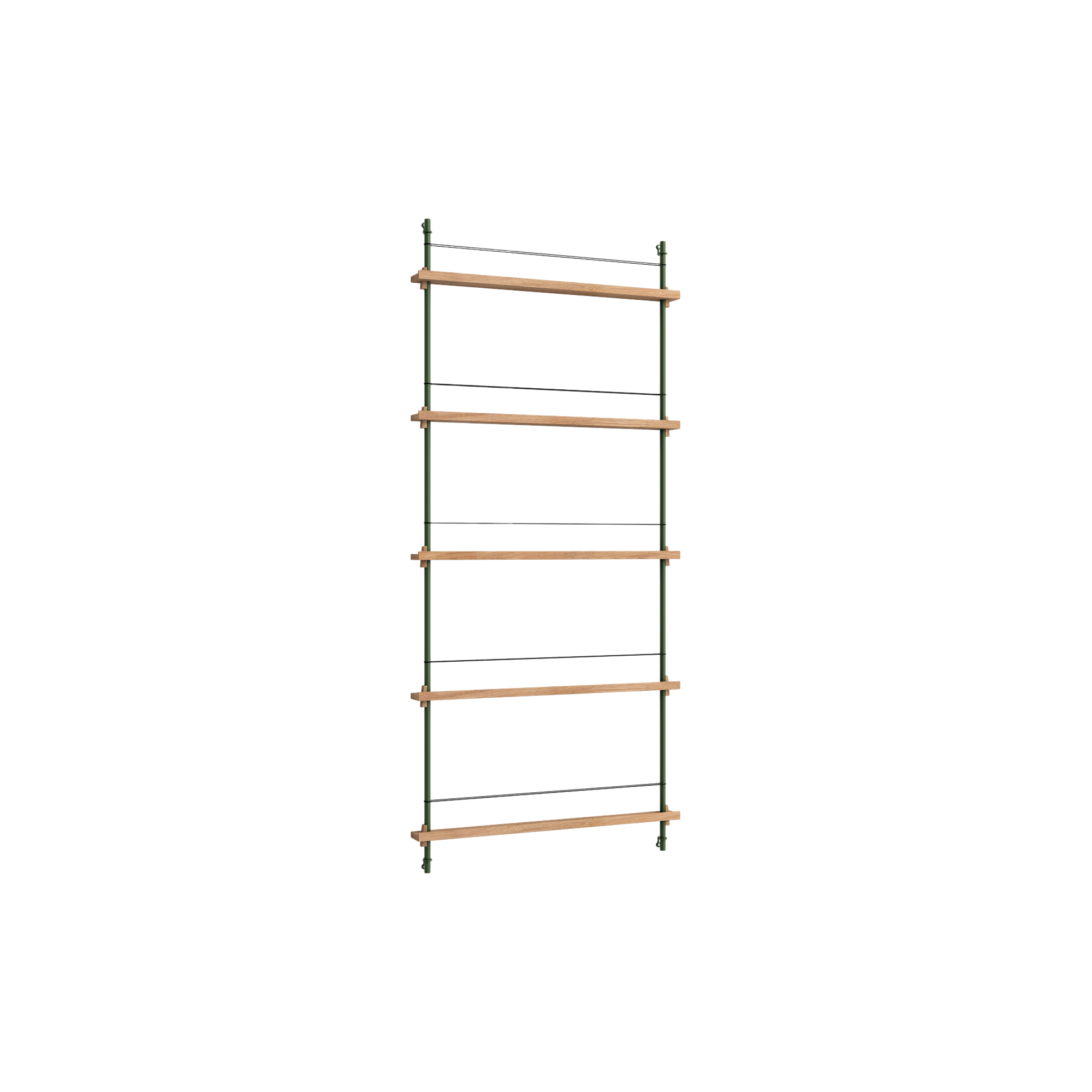MOEBE - Magazine Shelving Tall, oak/pine green